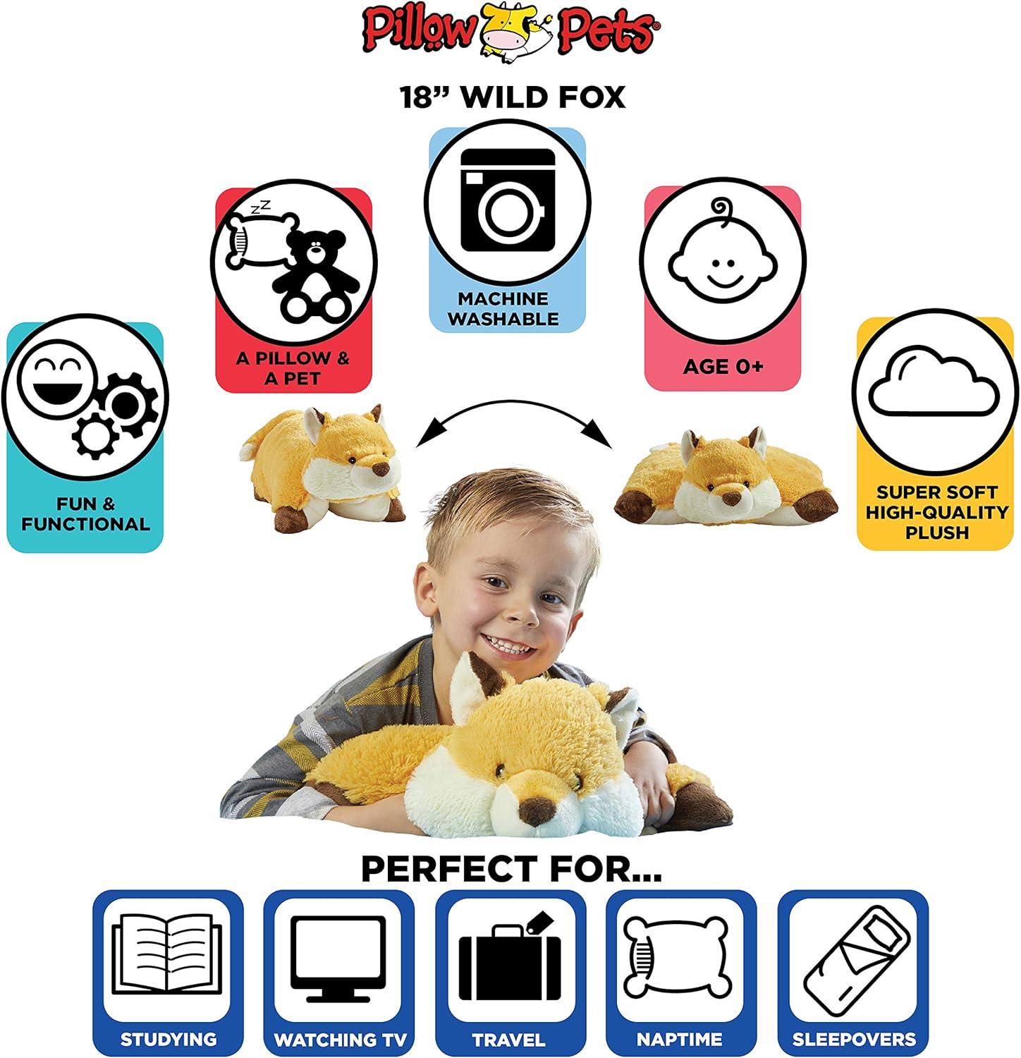 Pillow Pets Originals Wild Fox 18 Inch Plush Stuffed Animal