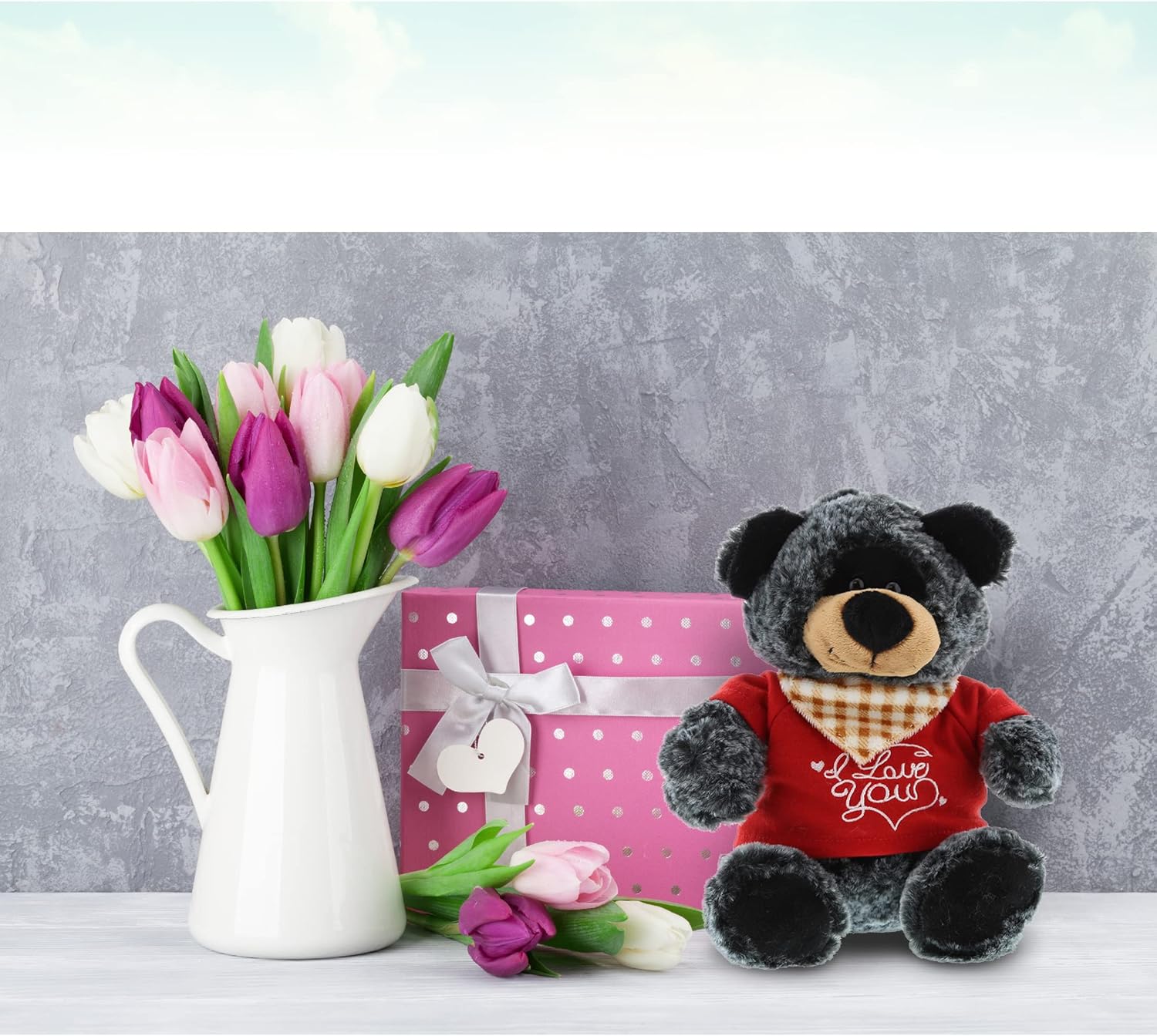 DolliBu I Love You Valentine Plush Black Bear - 8 Inches 1