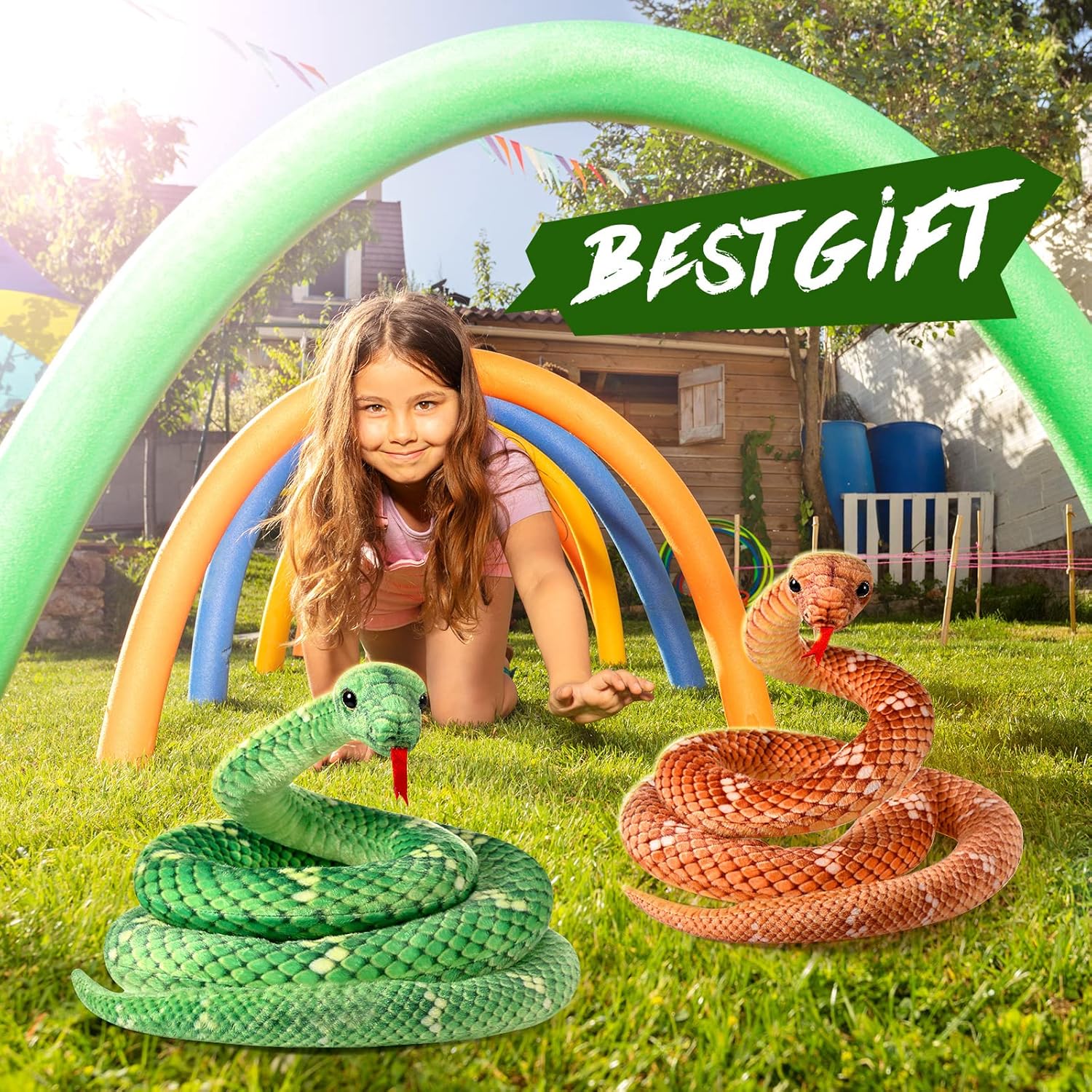 HyDren 2 Pcs Giant Plush Snake Toys for Kids