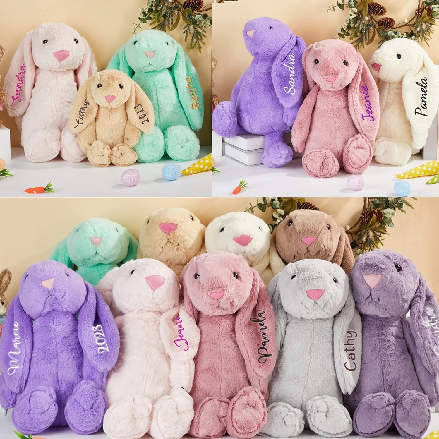 Flycalf Personalized Valentines Bunny with Embroidered Name