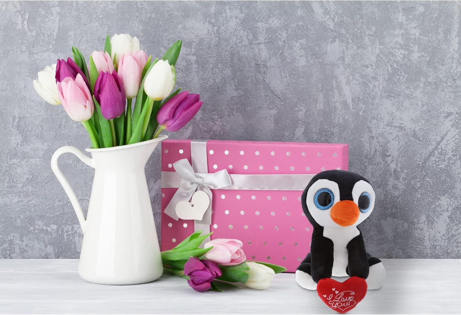 DolliBu I Love You Valentine Penguin Plush - 8 Inch