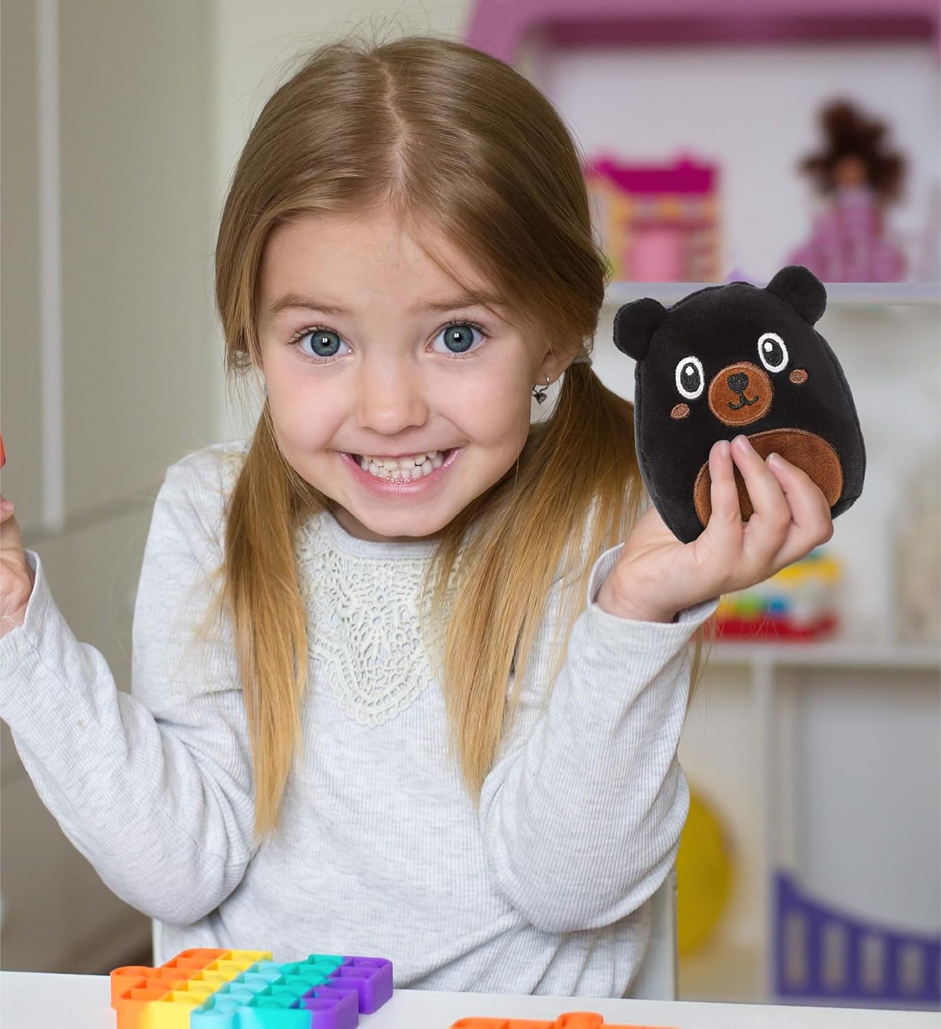 DolliBu Snug Mooshies Black Bear Stuffed Animal - 4 Inch