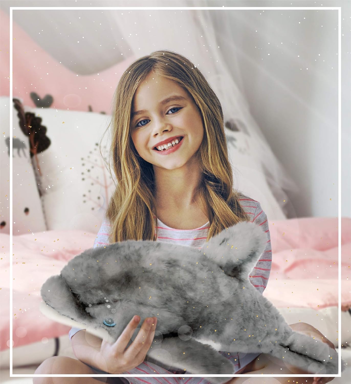 DolliBu Grey Dolphin Plush Toy - 165 Inch Huggable Stuffed Animal