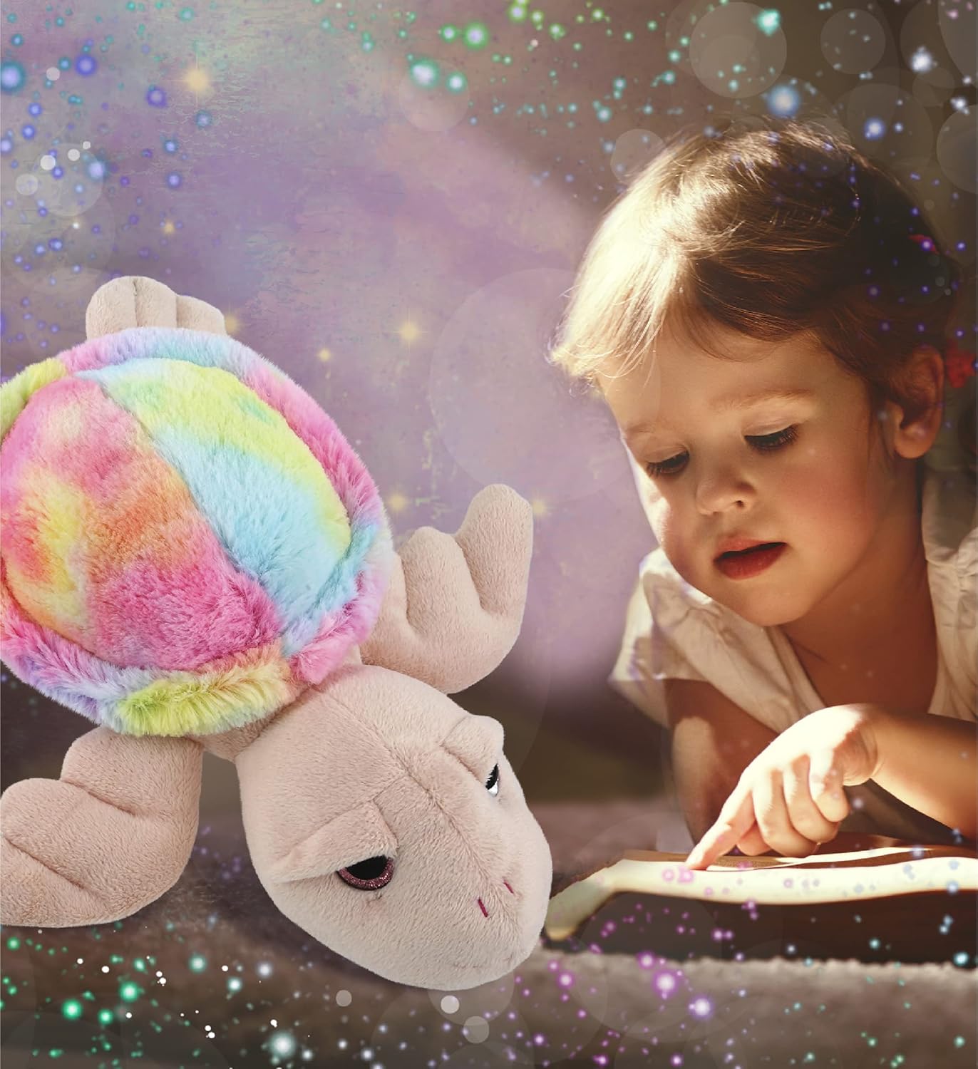 DolliBu Rainbow Pink Sea Turtle Plush Toy