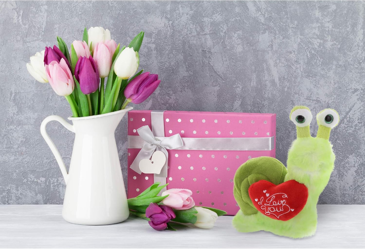 DolliBu I Love You Valentine Green Snail Plush Toy