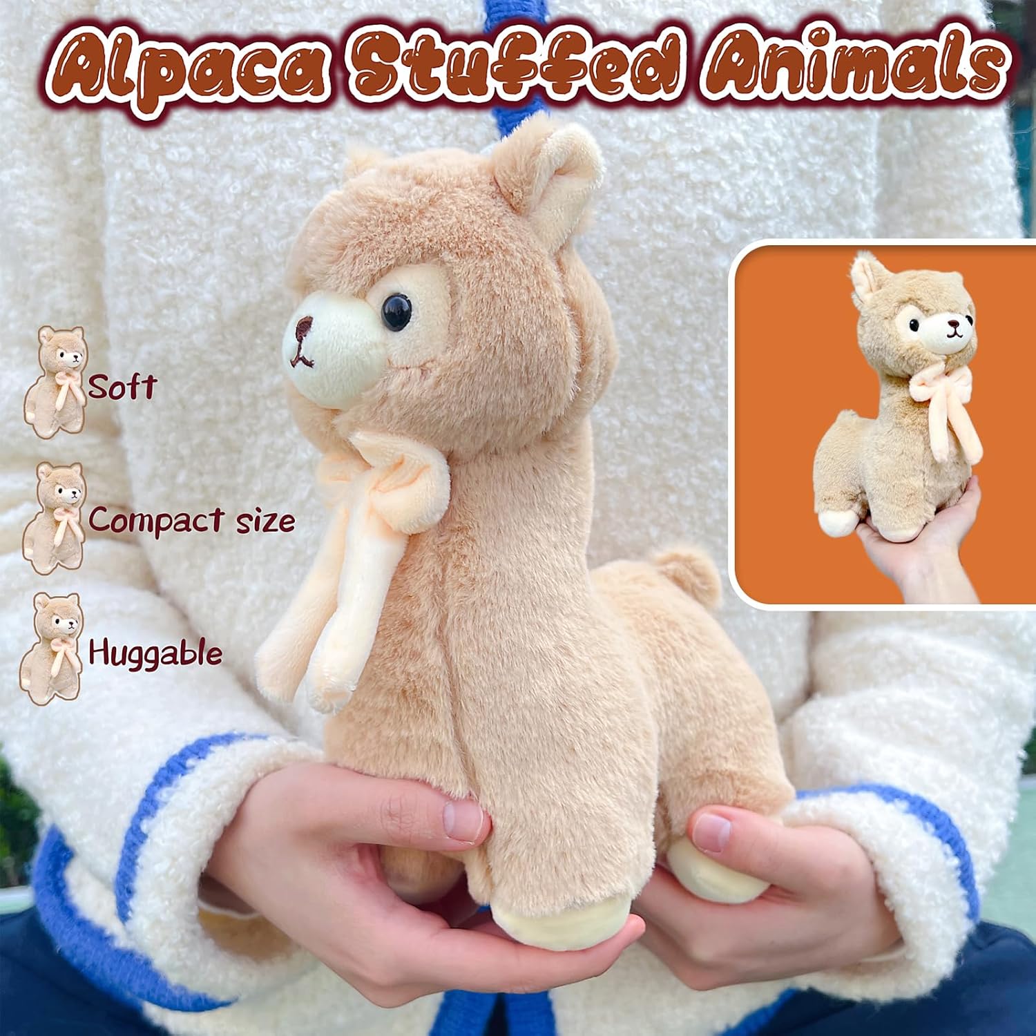 NuomiYue Brown Alpaca Plush Toy - Cute 11 Inch Llama Stuffed Animal