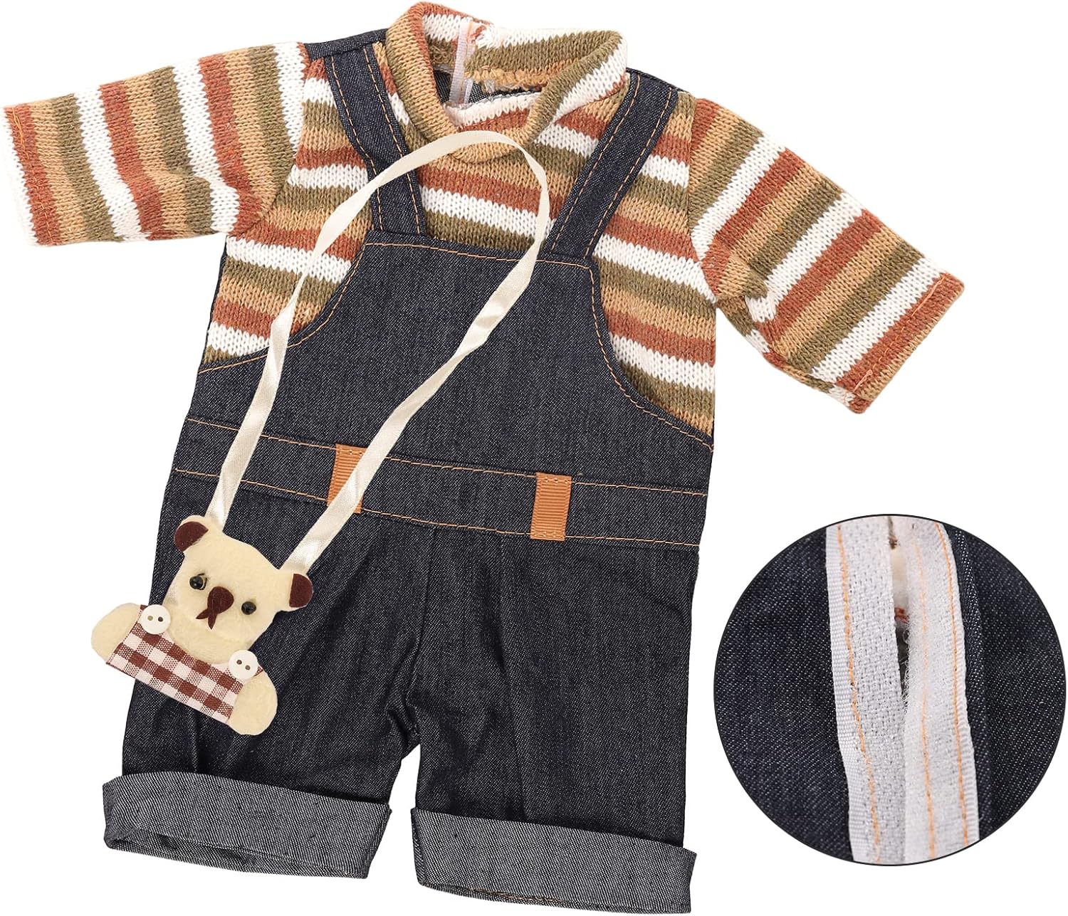 Miunana Baby Doll Dress with Bear Backpack for 13-16 Inch Dolls