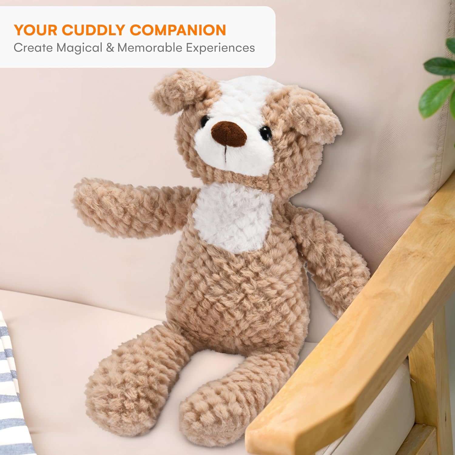 CHILDLIKE BEHAVIOR Dog Plush Toy Pillow - 15W x 10H Soft Cuddly Stuffed Animal