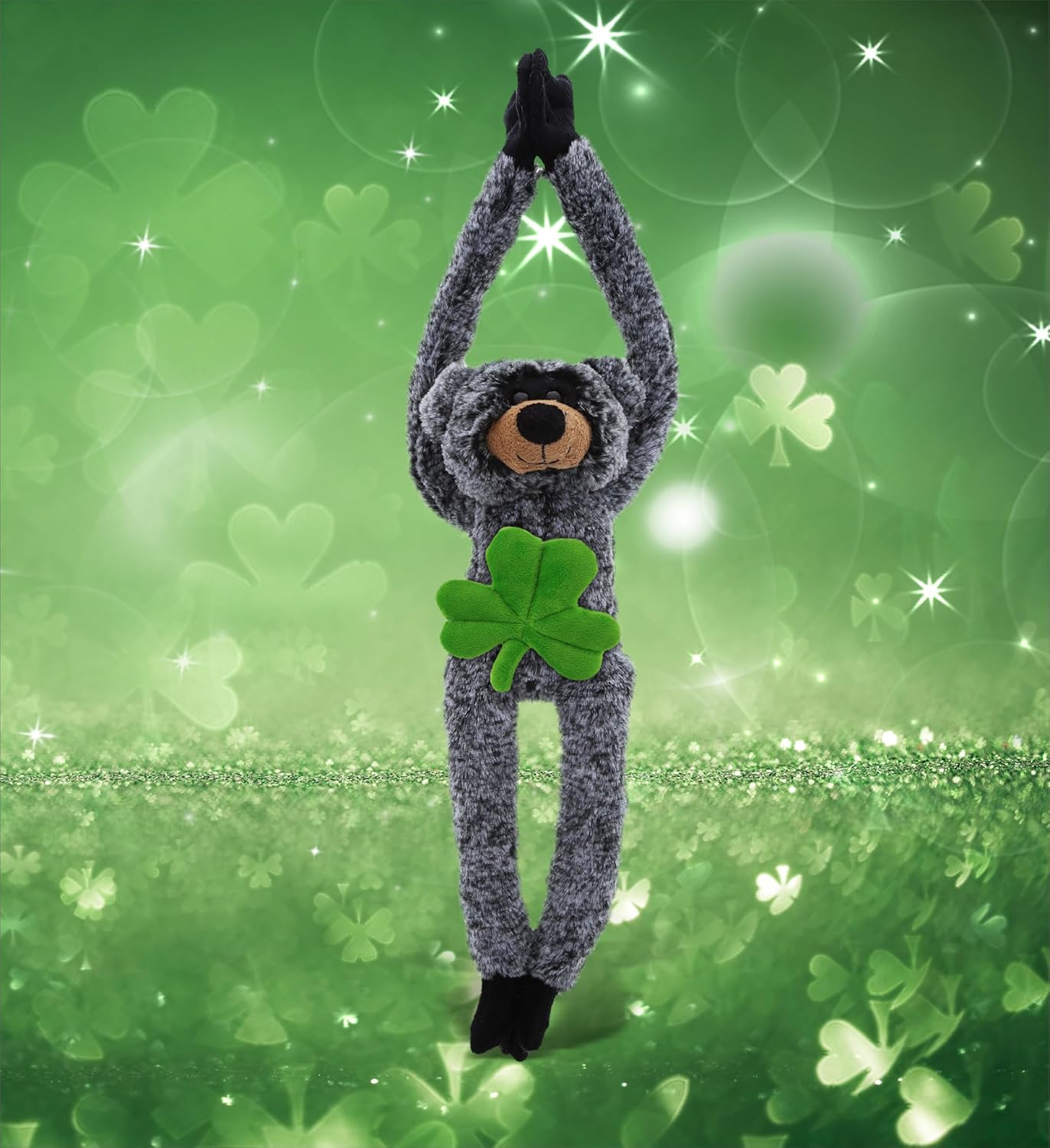 DolliBu Custom Black Bear Plush with Shamrock 21 St Patricks Day Toy