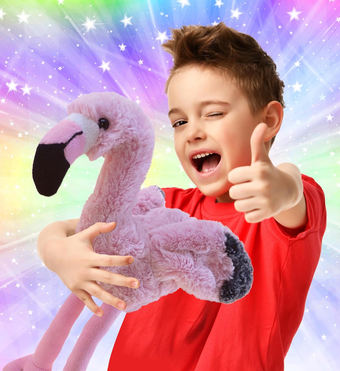 DolliBu Flamingo Plush Stuffed Animal - 8 Inch Huggable
