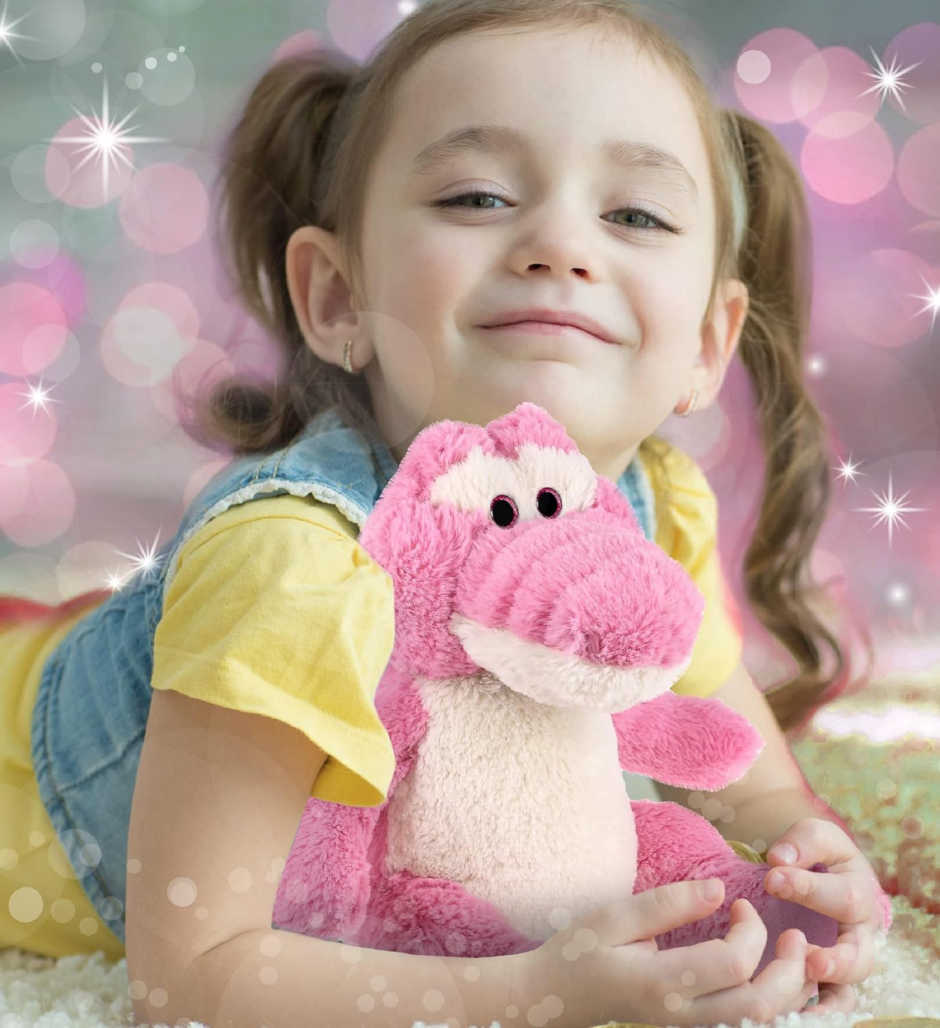 DolliBu Plush Alligator Toy - 10 Inch Soft Huggable Sitting Pink Plush