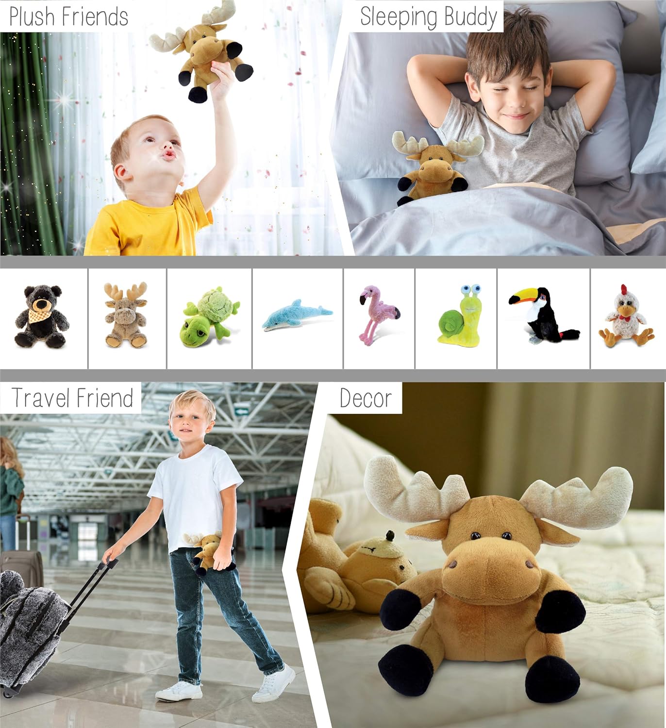 DolliBu Plush Moose Stuffed Animal - 6 Inches