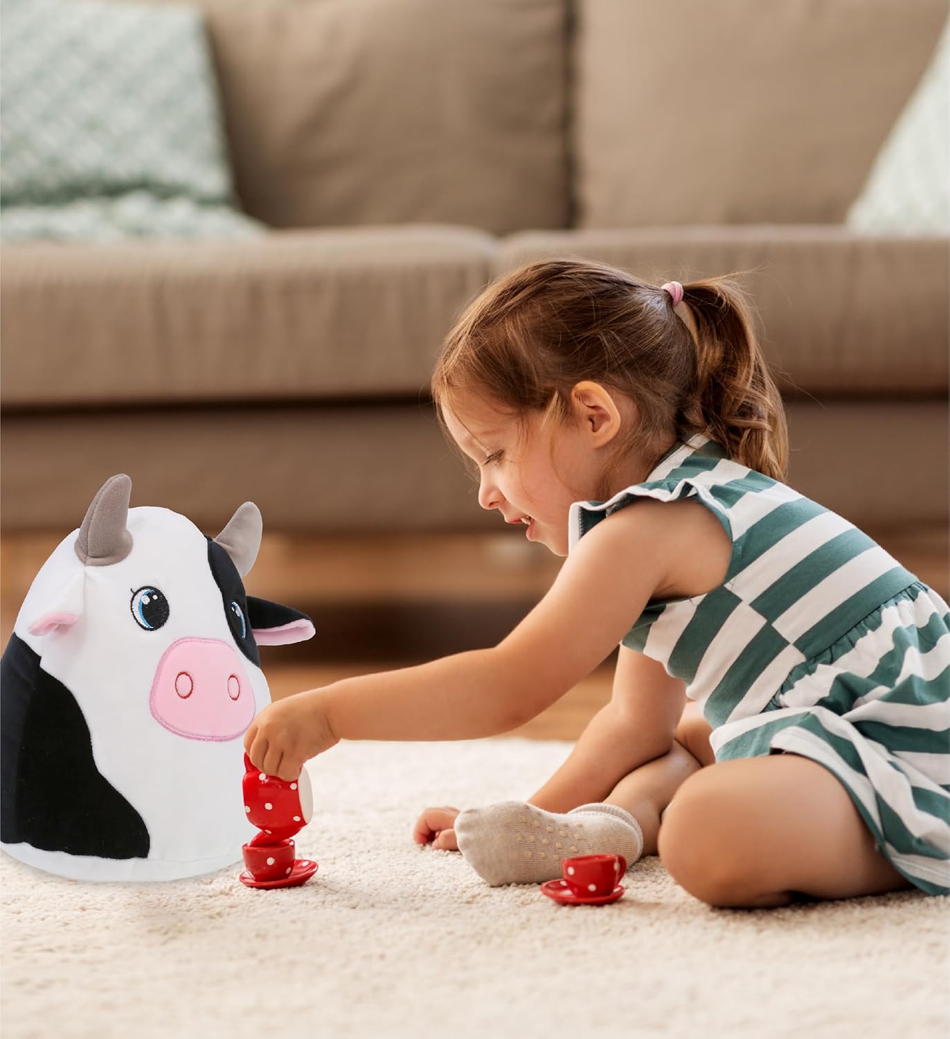 DolliBu Snug-Mooshies Cow Plush Toy - 10 Inch