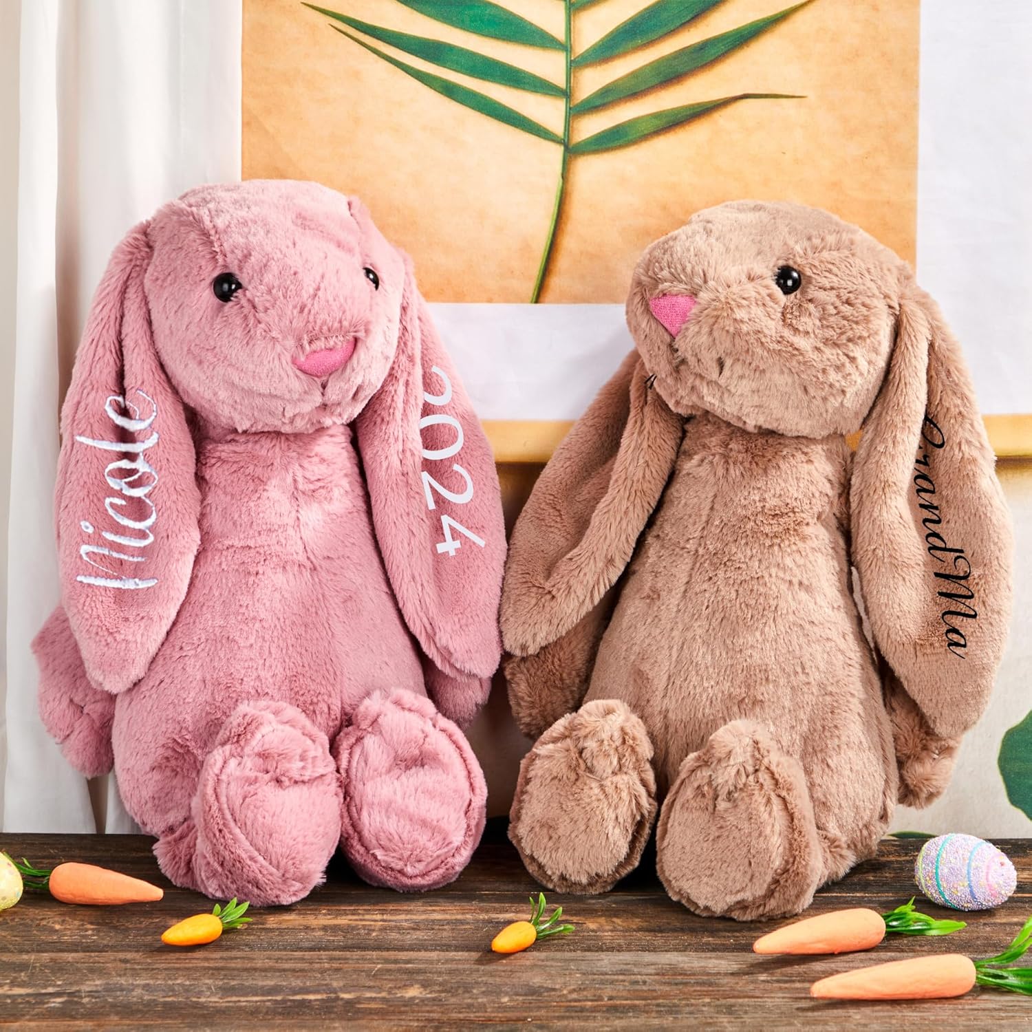 Flycalf Personalized Valentines Bunny with Embroidered Name
