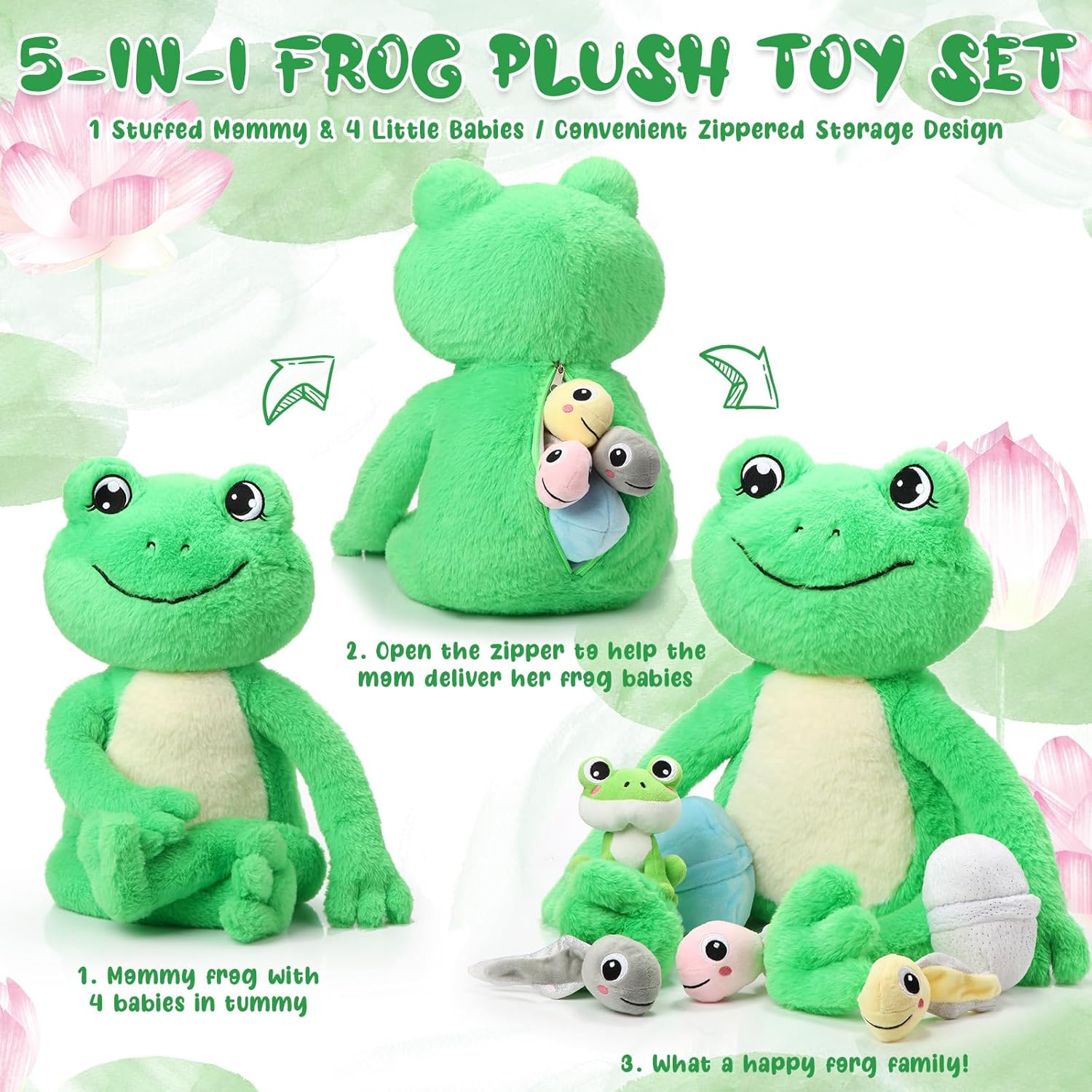 Syhood 7 Pcs Frog Plush Toy Set for Kids 1