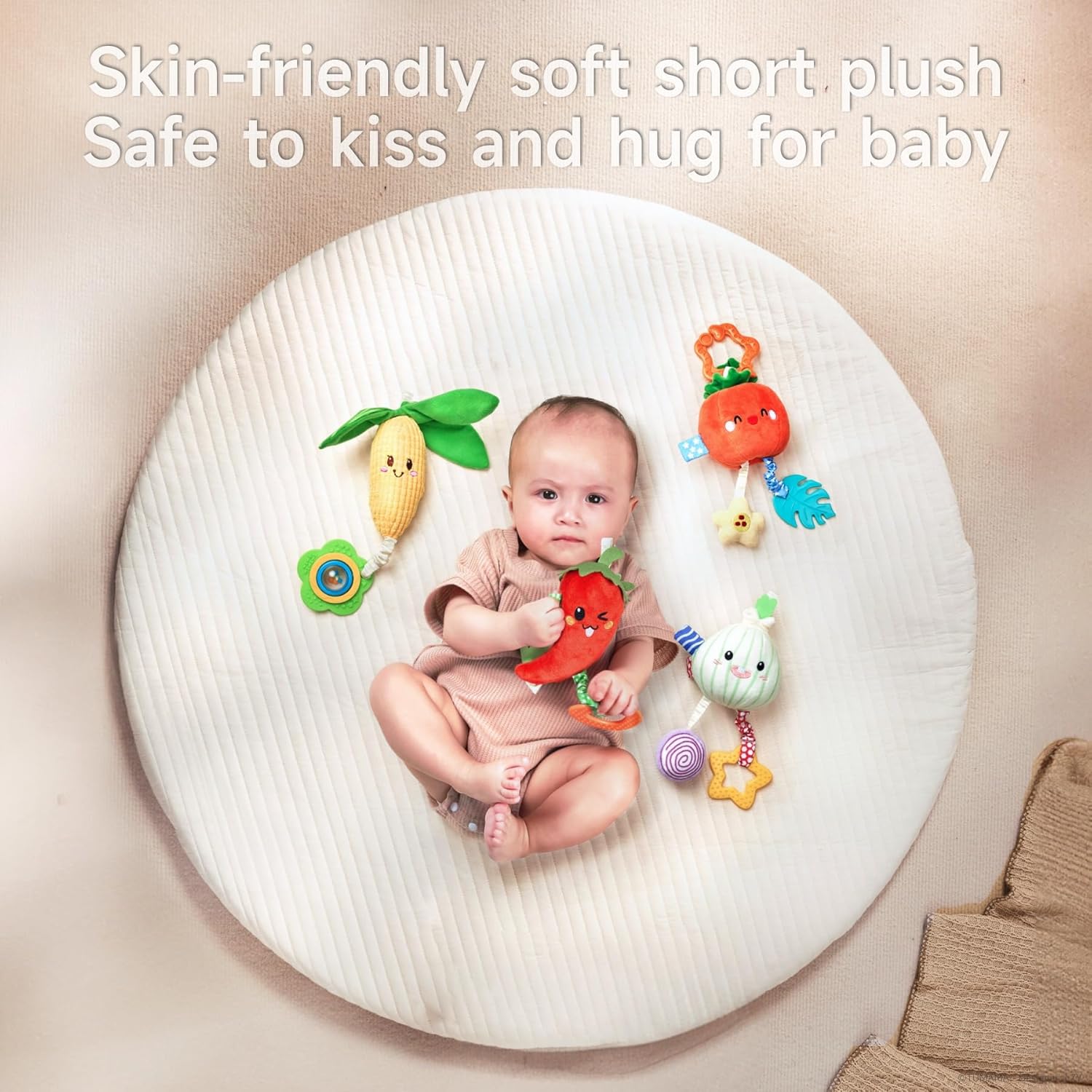 TUMAMA Hanging Baby Toys 4 Pack with Rattle and Teether