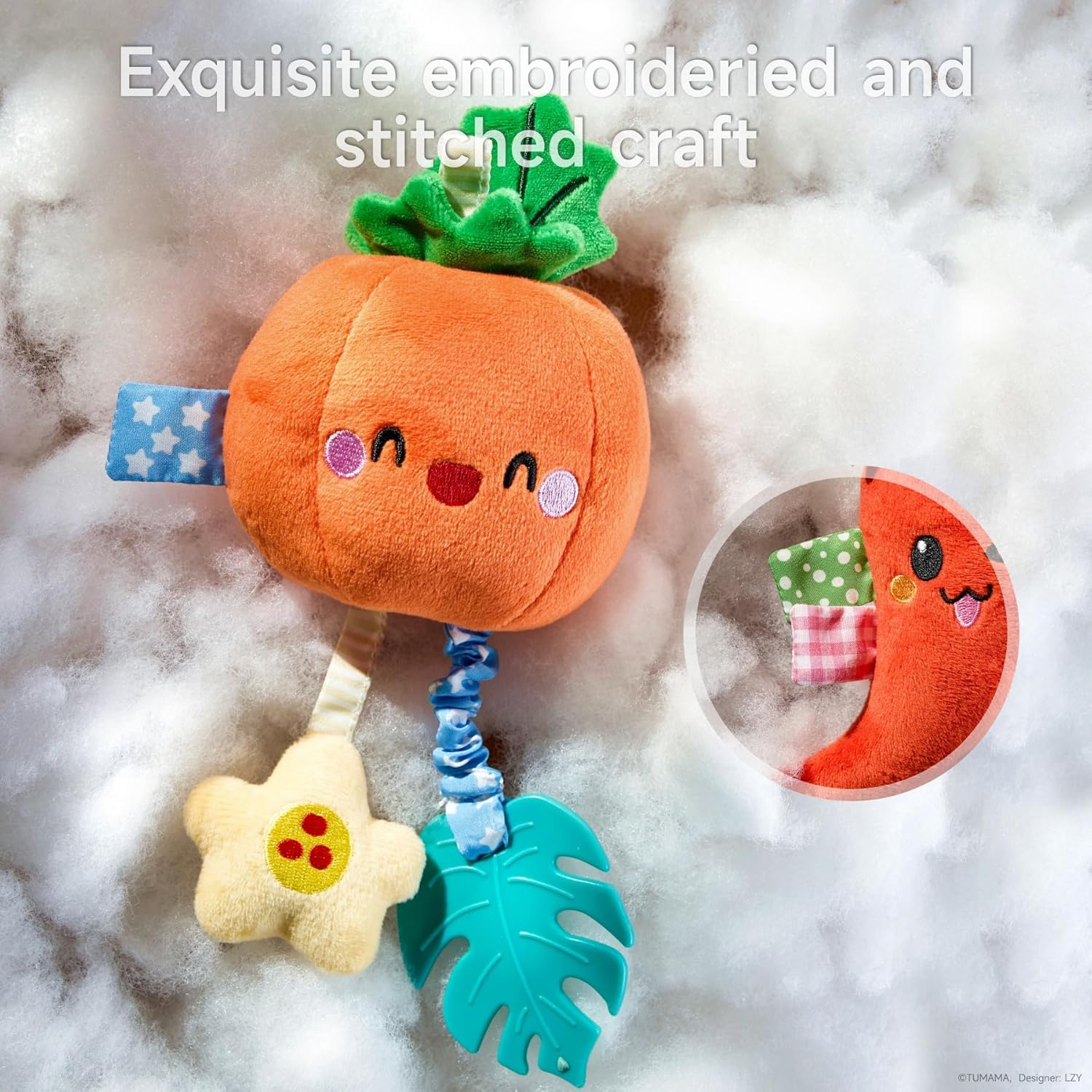 TUMAMA Hanging Baby Toys 4 Pack with Rattle and Teether