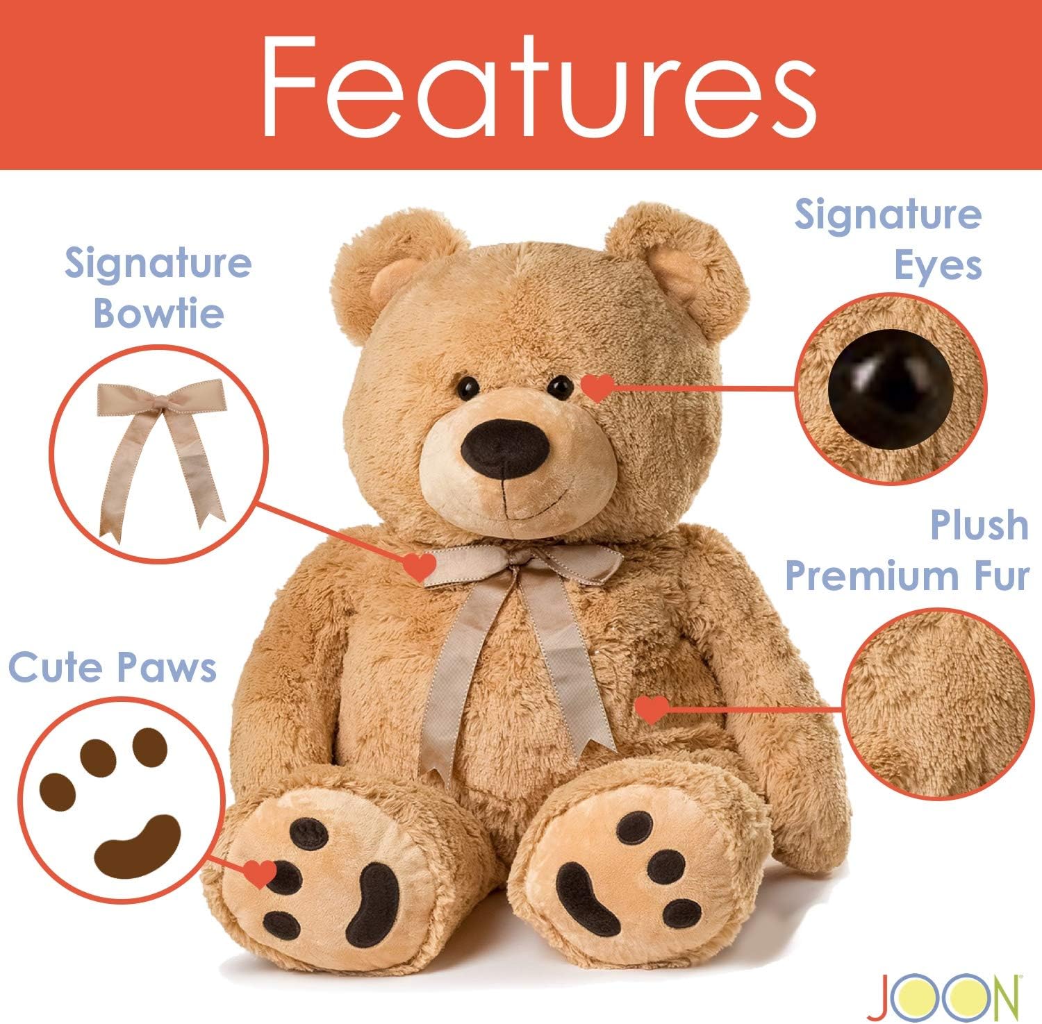 JOON Huge Teddy Bear 38 Inches Tan Fluffy