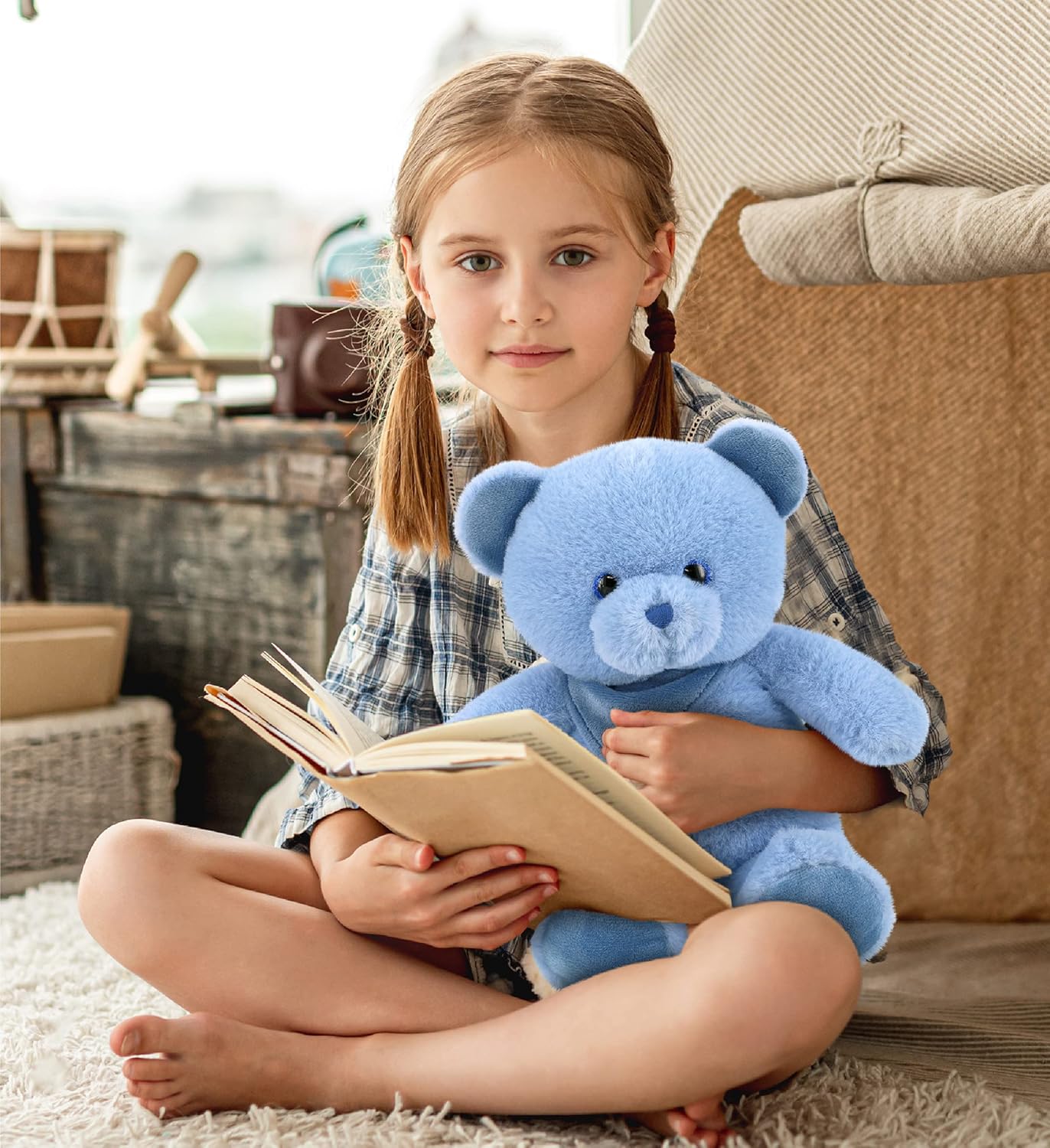 DolliBu Baby Blue Bear Plush Toy - 8 Inches