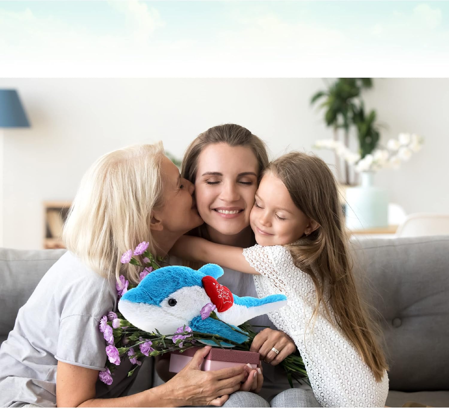 DolliBu I Love You Valentine Blue Dolphin Plush - 18 Inches