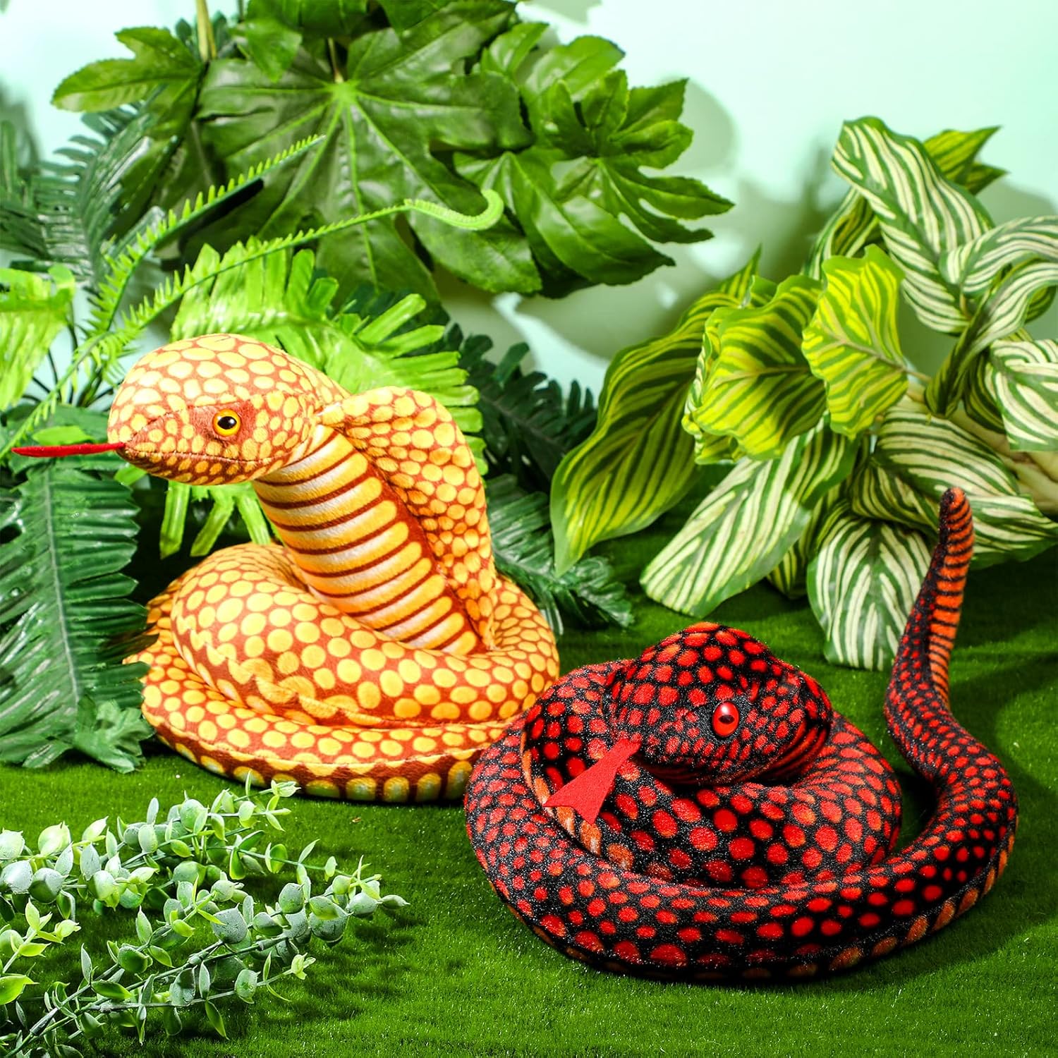 Zhanmai 2 Pcs Lifelike Cobra Plush Snake Toy