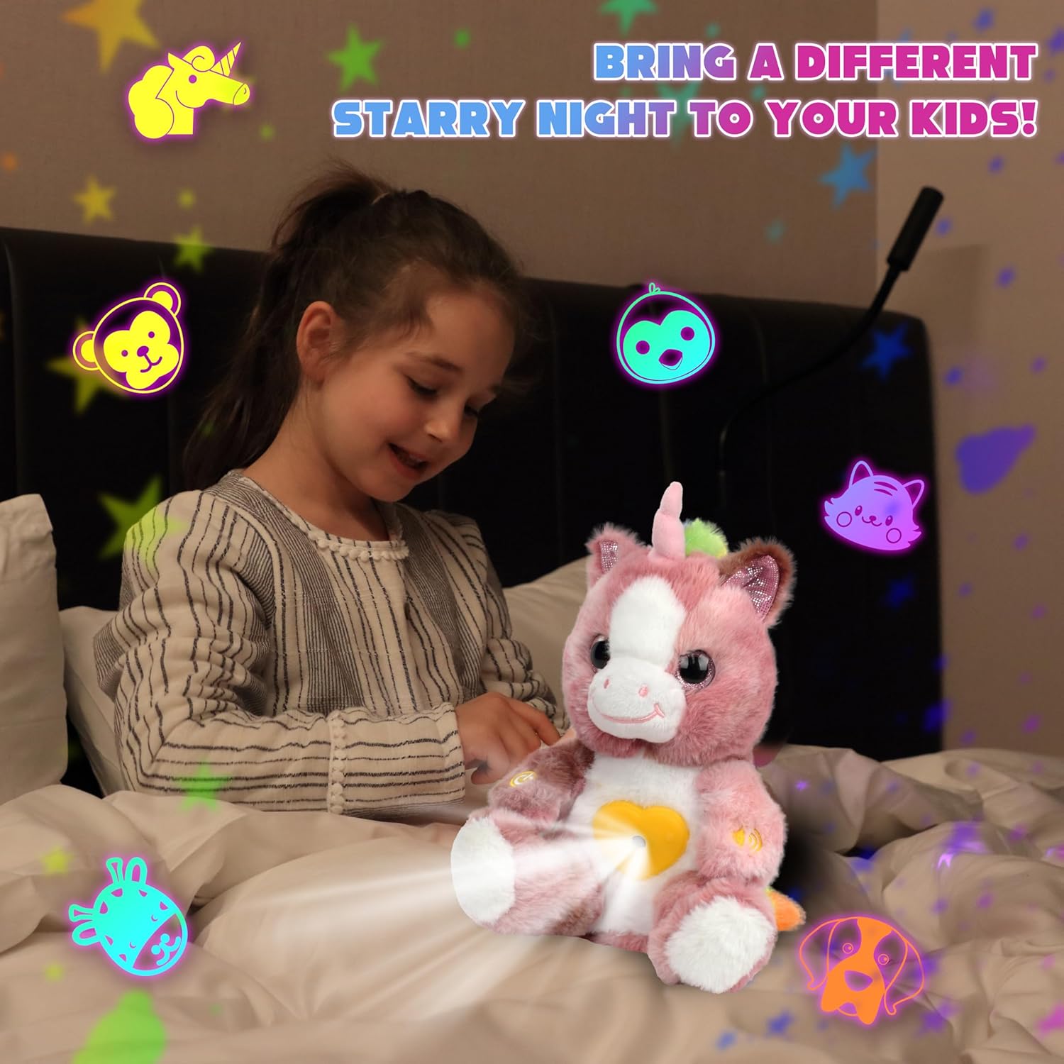 Cuteoy Plush Unicorn Star Projector Night Light
