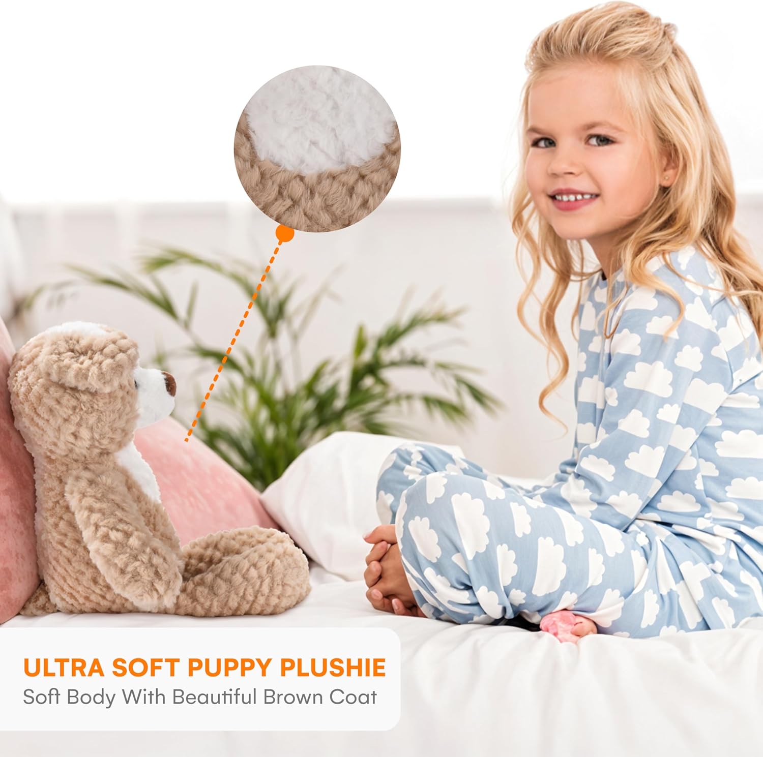 CHILDLIKE BEHAVIOR Dog Plush Toy Pillow - 15W x 10H Soft Cuddly Stuffed Animal