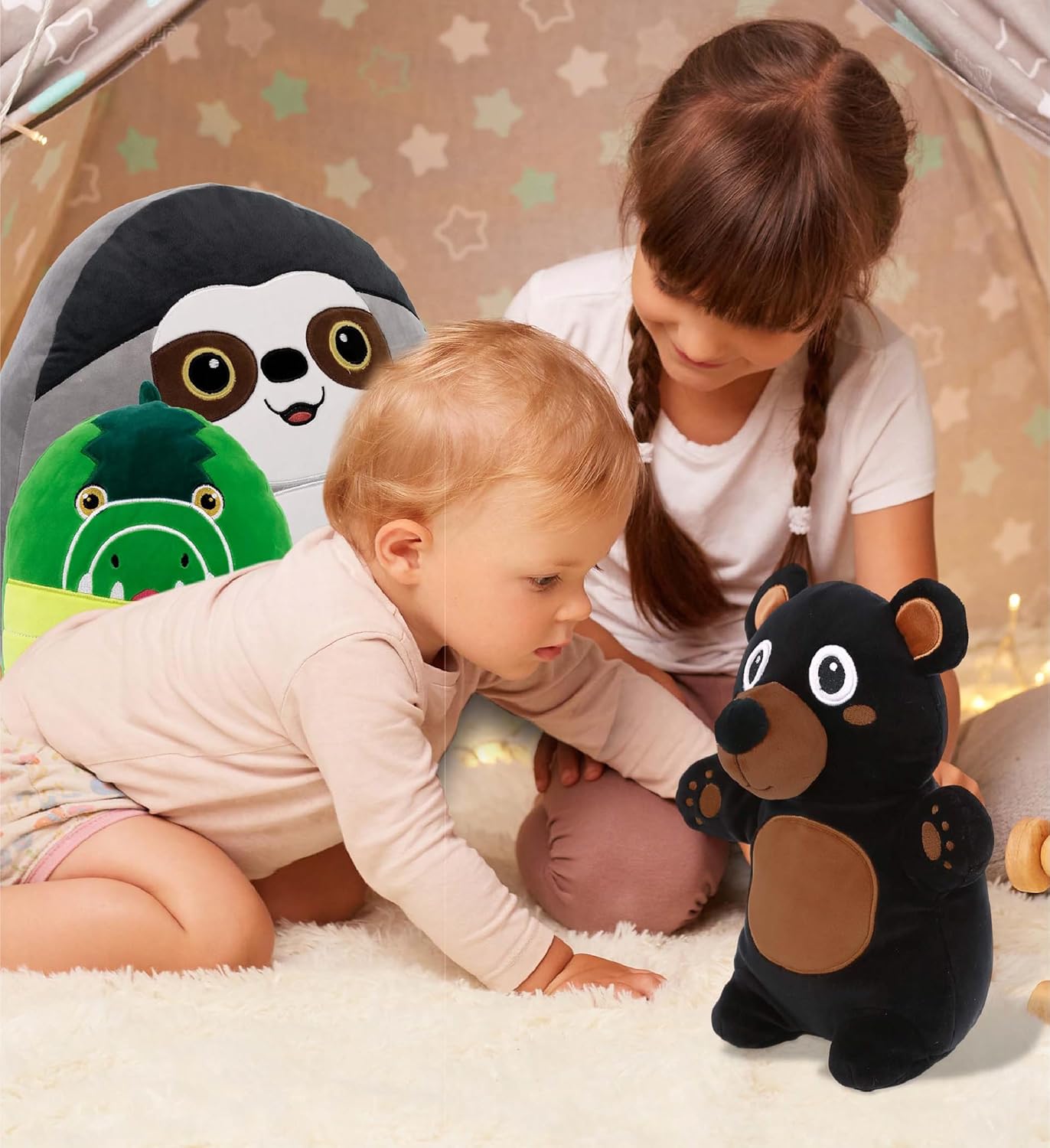 DolliBu Snug-Mooshies Standing Black Bear Plush - 10 Inches