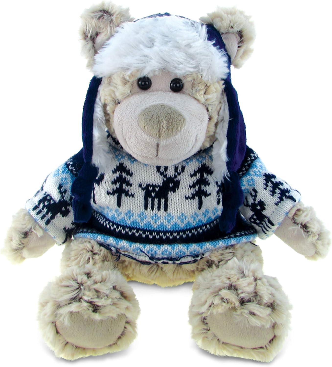 DolliBu Plush Polar Bear - 9 Inch Huggable Bear with Hat Sweater