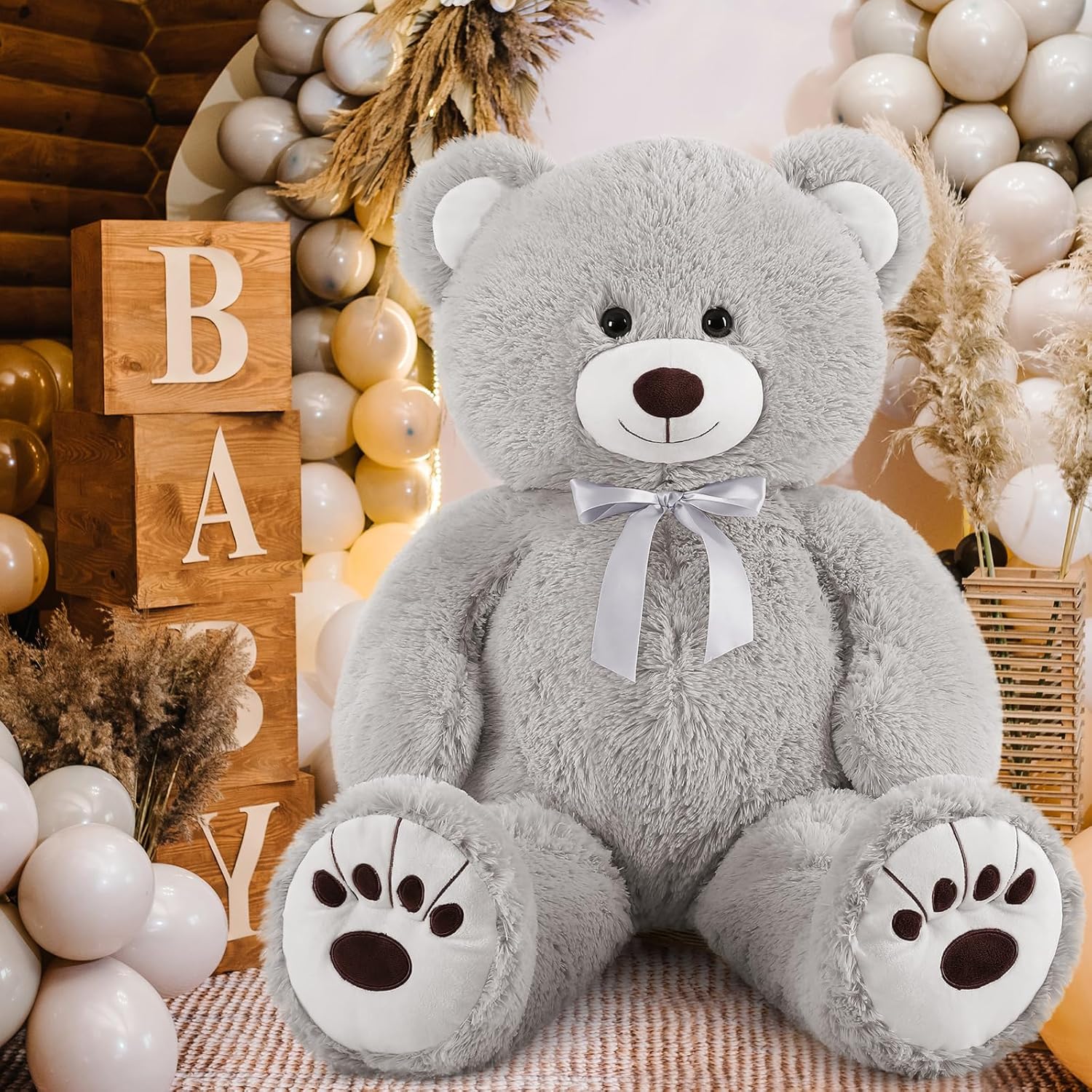 MorisMos 36in Giant Gray Teddy Bear Plush