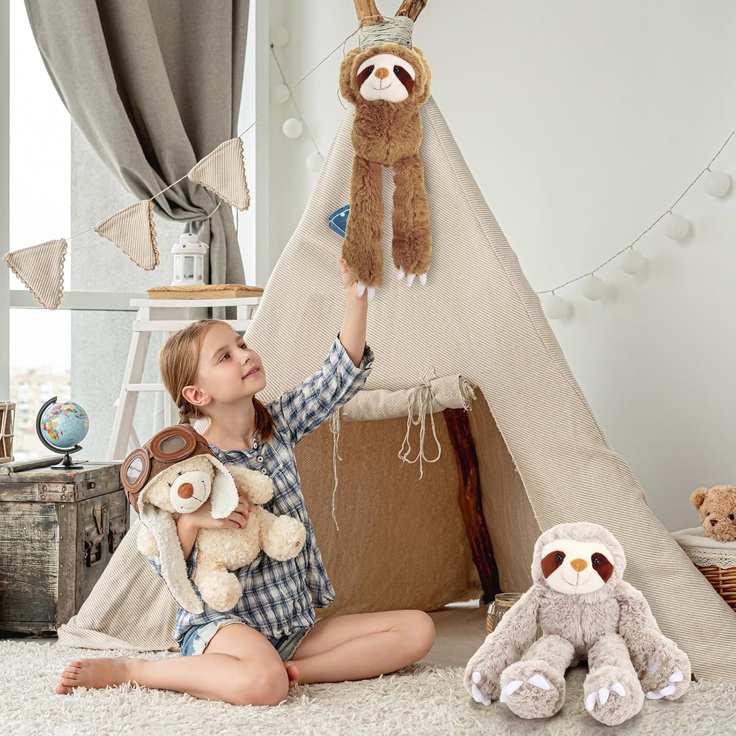 Queekay 2-Pack Sloth Plush Toy Hanging Decor 1
