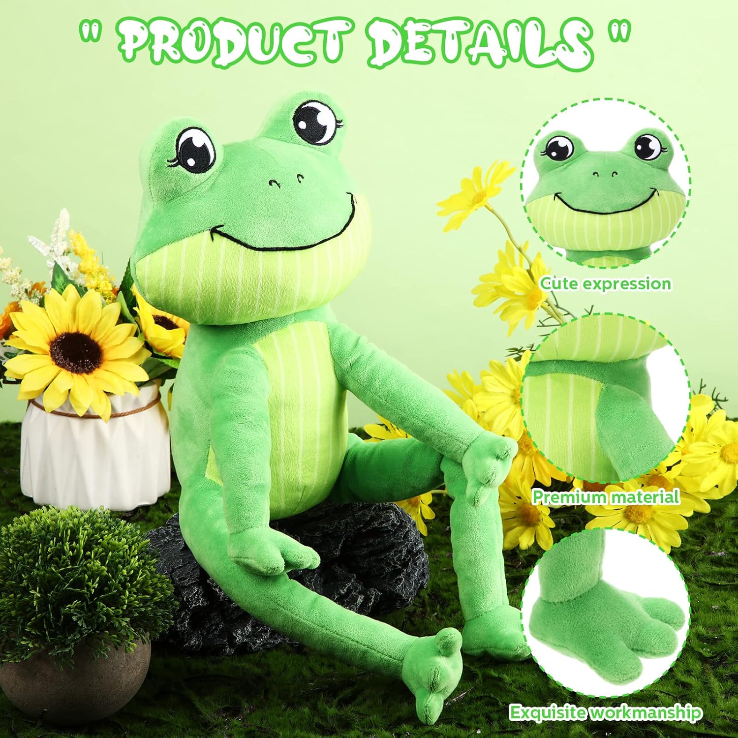HyDren 17 Inch Green Frog Plush Toy