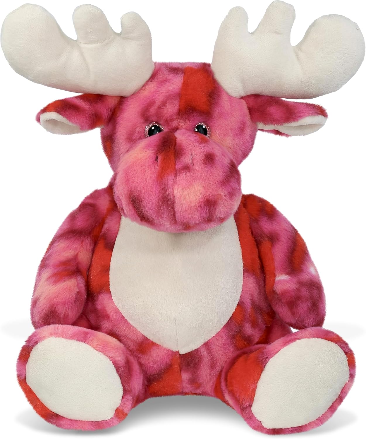 DolliBu XL Pink Tie-Dye Moose Plush Stuffed Animal