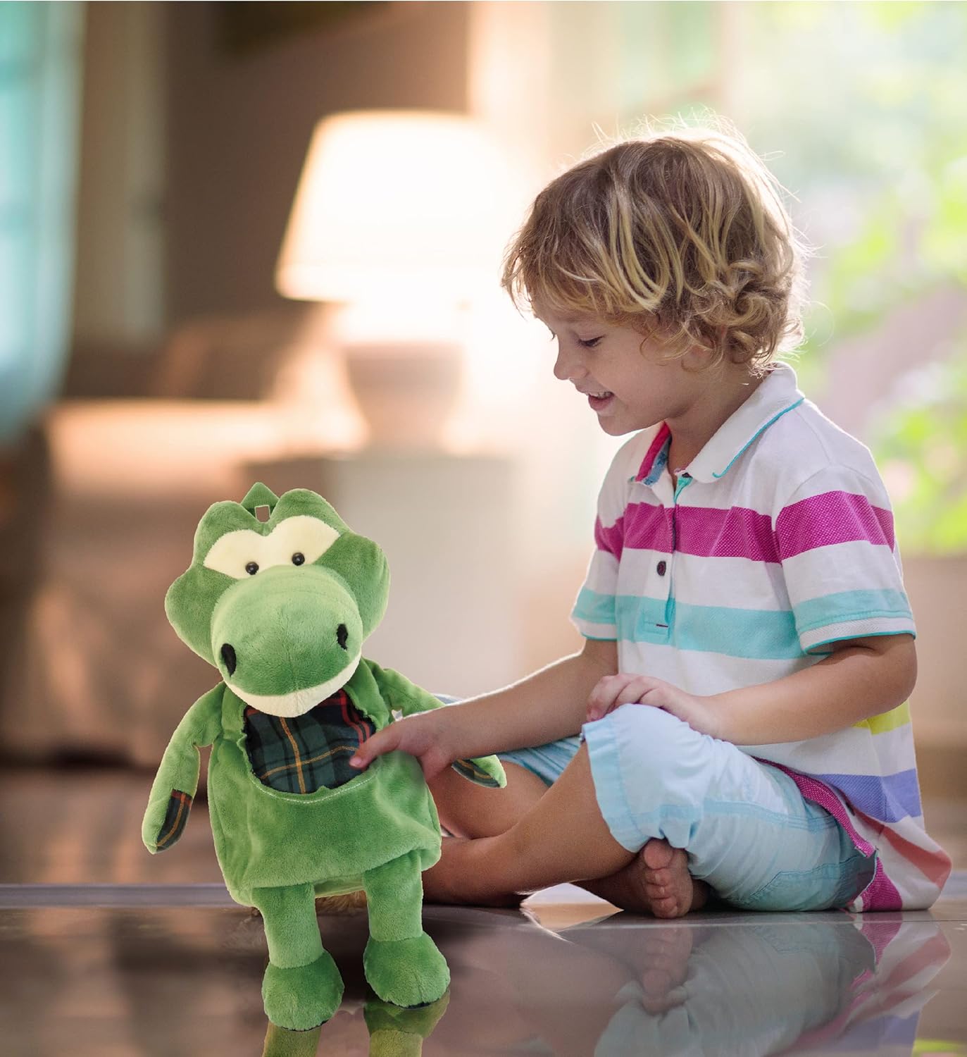 DolliBu Alligator Plush Backpack 14 Cute Kids Travel Bag