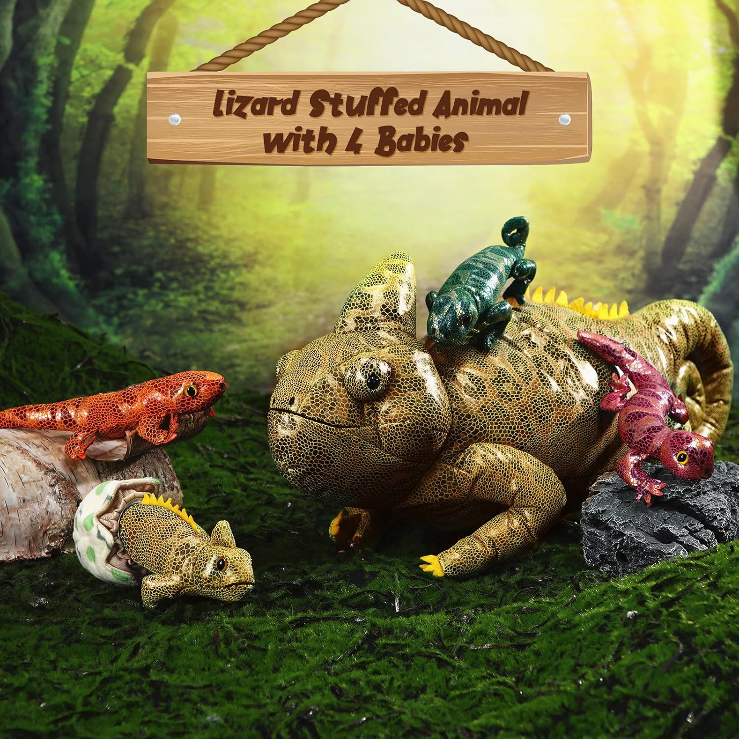 Lenwen 5 Piece Chameleon Plush Toy Set 26 Inch