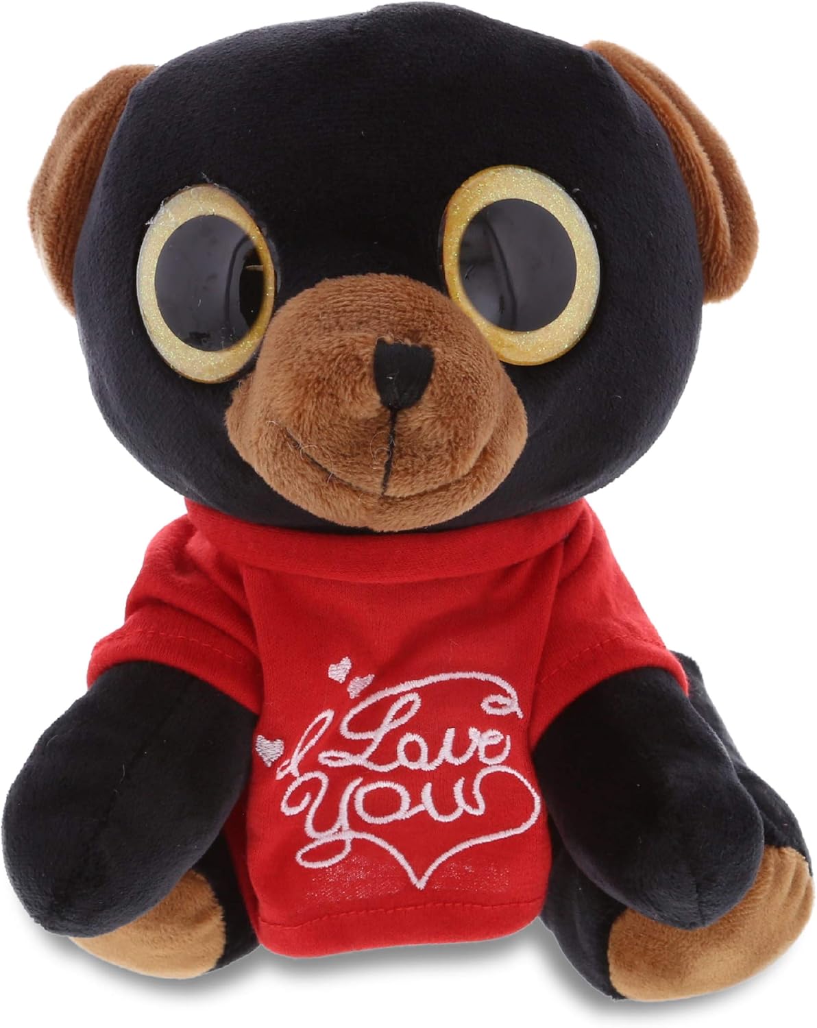 DolliBu I Love You Valentine Plush Black Bear - 8 Inches