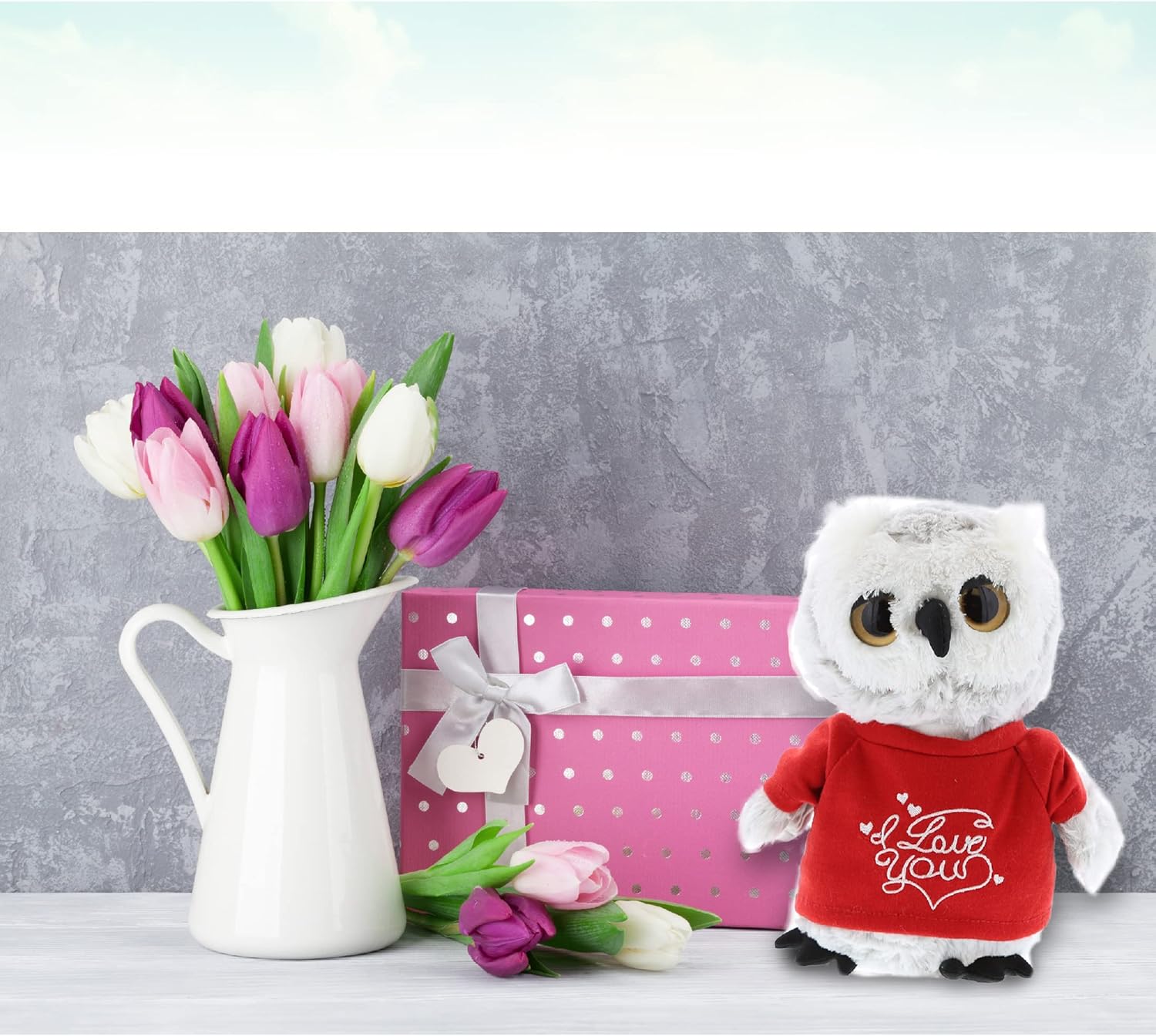 DolliBu I Love You Grey Owl Plush 9 Inches