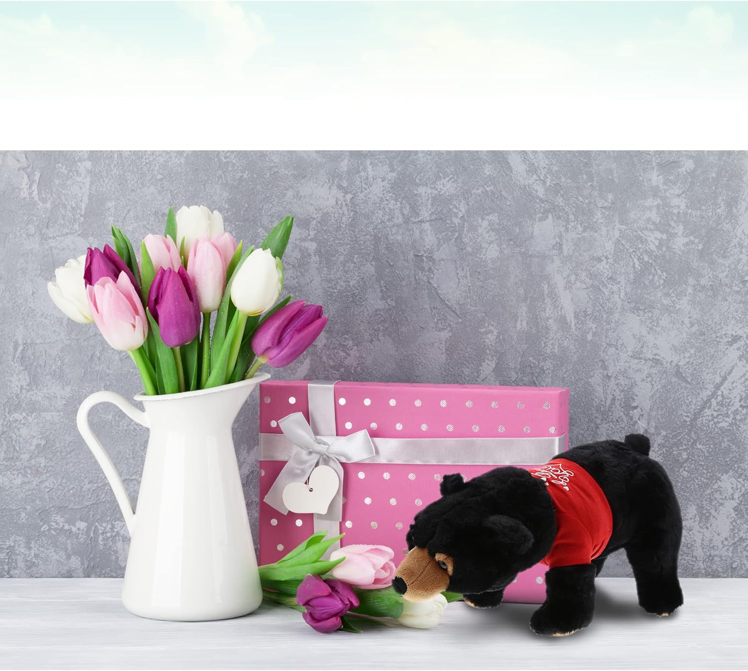DolliBu I Love You Valentine Plush Black Bear - 16 Inches