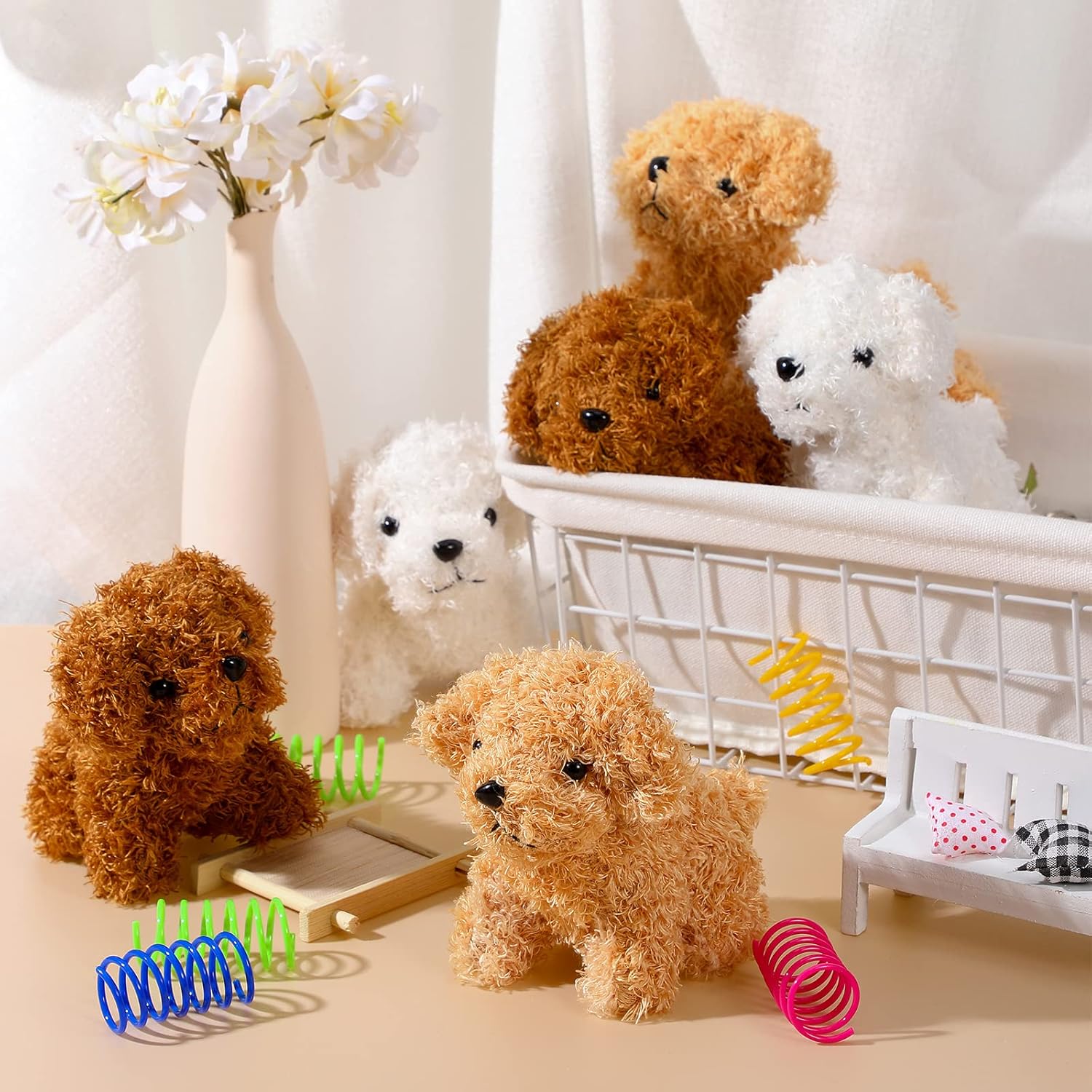 Skylety 12-Pack 5 Mini Dog Plush Toys Set