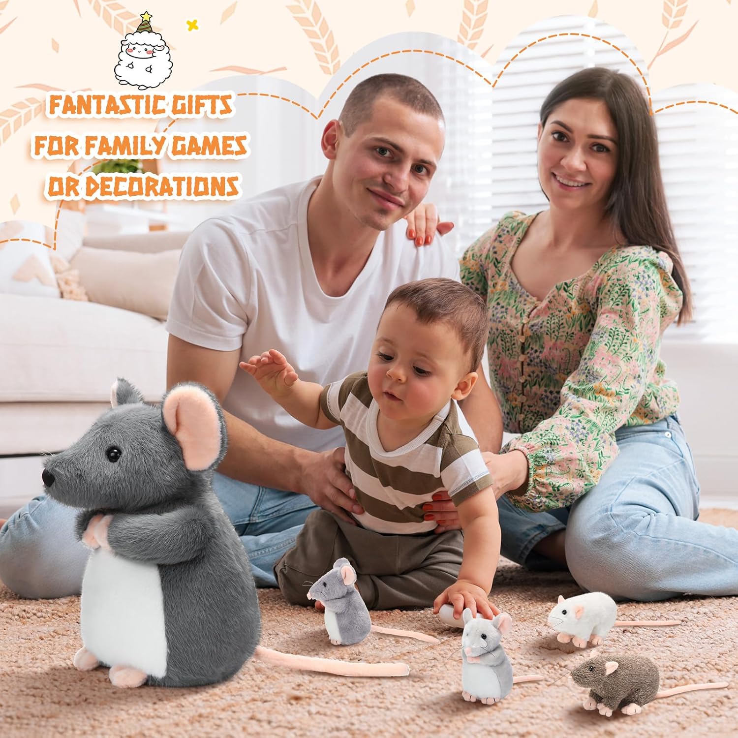 5 Pcs Mouse Plush Stuffed Animals Set