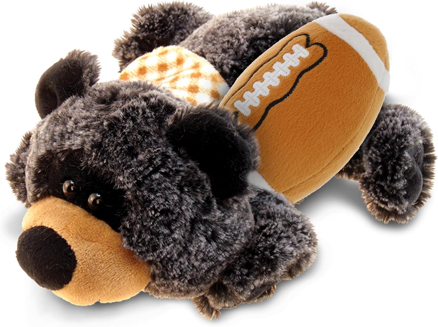 DolliBu Black Bear Plush with Football - 9 Inch Huggable Stuffed Animal