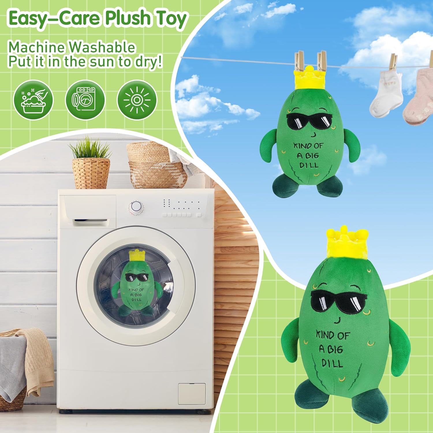 Pickle Stuffed Animal Plush Toy with Sunglasses
