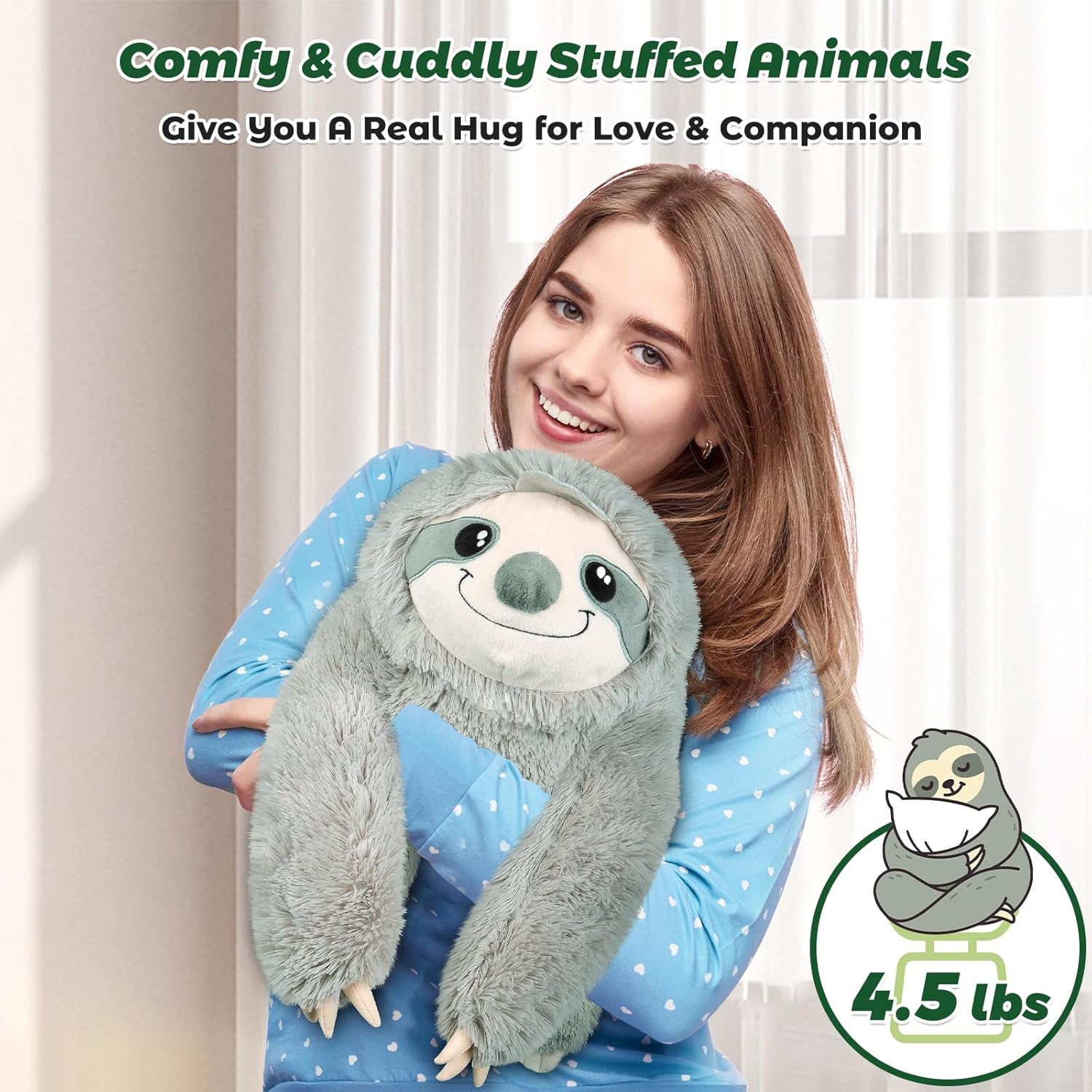 Bobbie Laxi 27 Sloth Weighted Plush Toy for Kids Adults