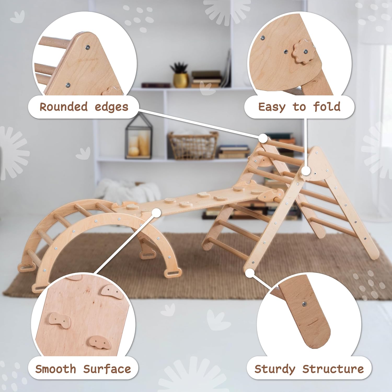 Wood And Hearts 3 in 1 Climbing Gym for Toddlers