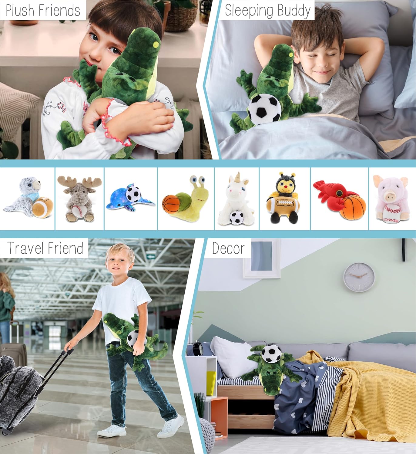 DolliBu Gator Plush with Soccer Ball - 18 Inches