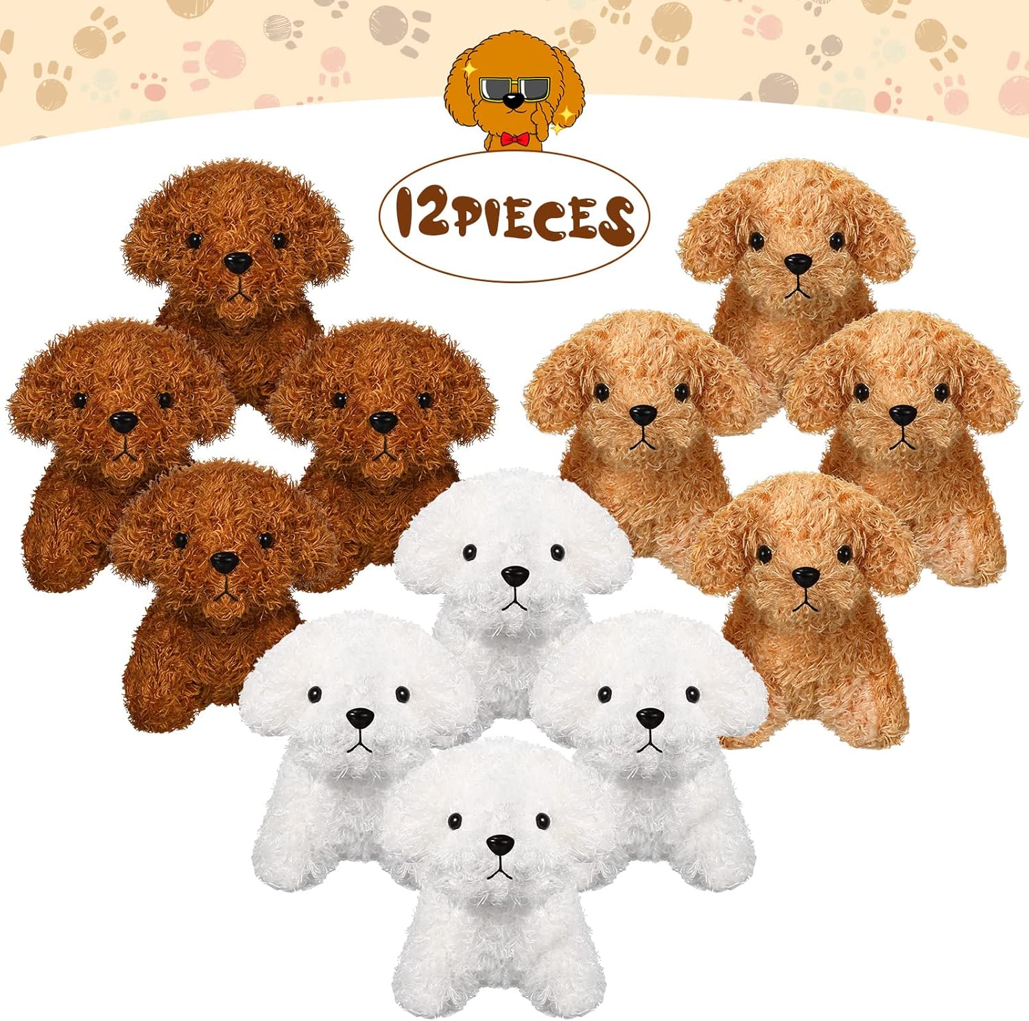 Skylety 12-Pack 5 Mini Dog Plush Toys Set