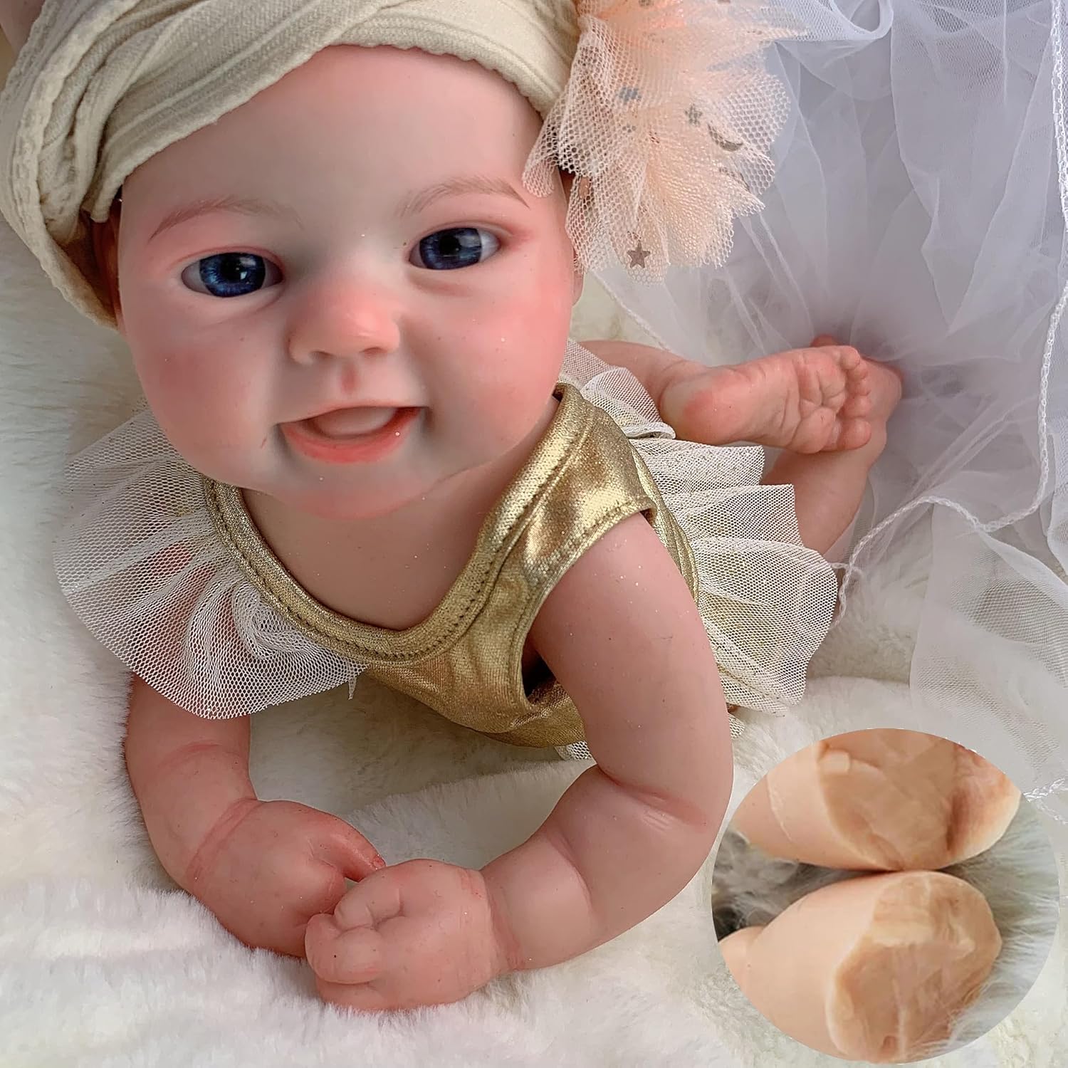 15 Inch Soft Silicone Baby Girl Doll - Lifelike Toy for Kids