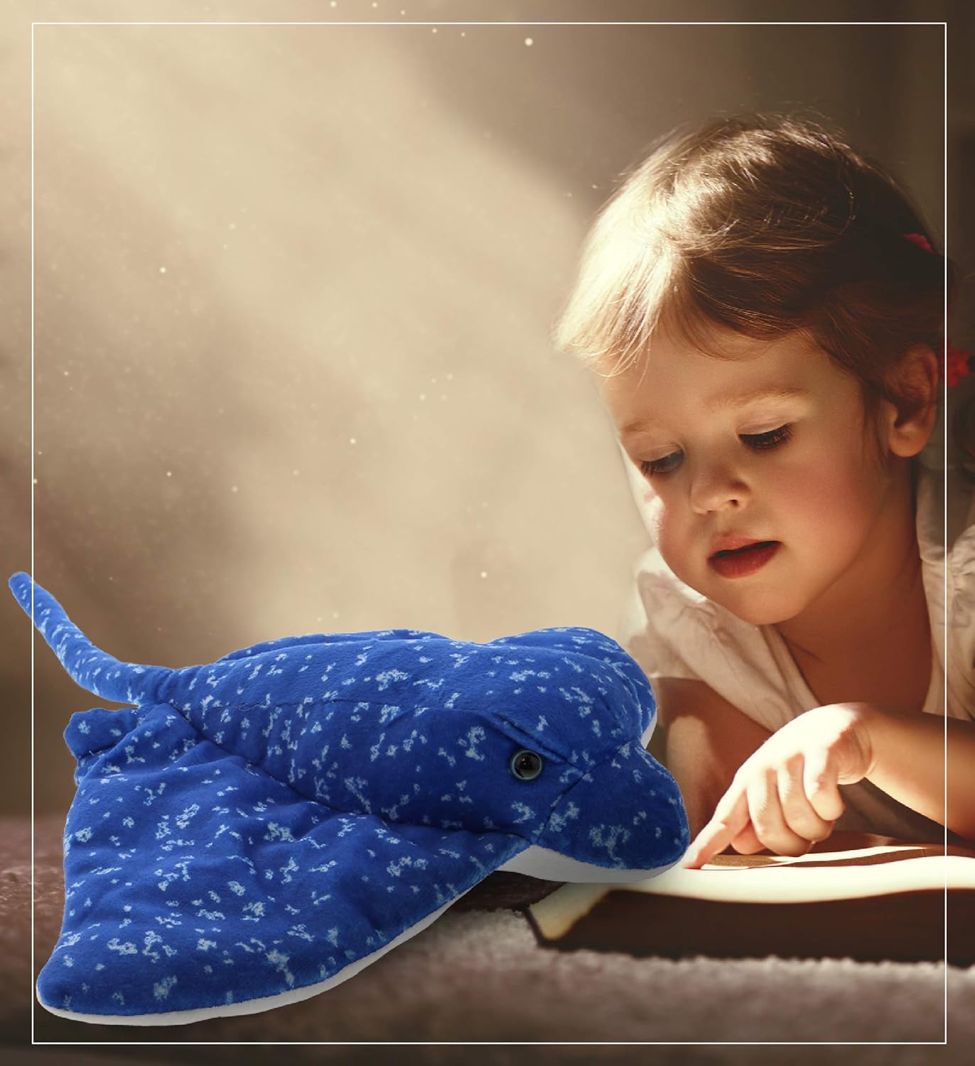 DolliBu Spotted Blue Stingray Plush Toy - 17 Inches