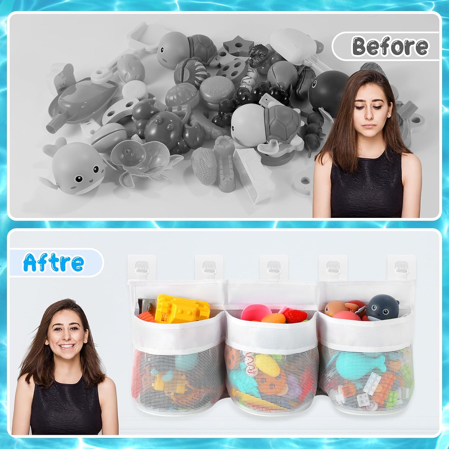Satumho Bath Toy Storage Organizer for Tub White