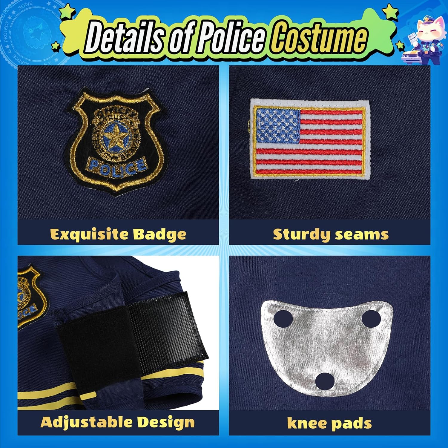 YADIYA Police Costume Set for Kids 3-12